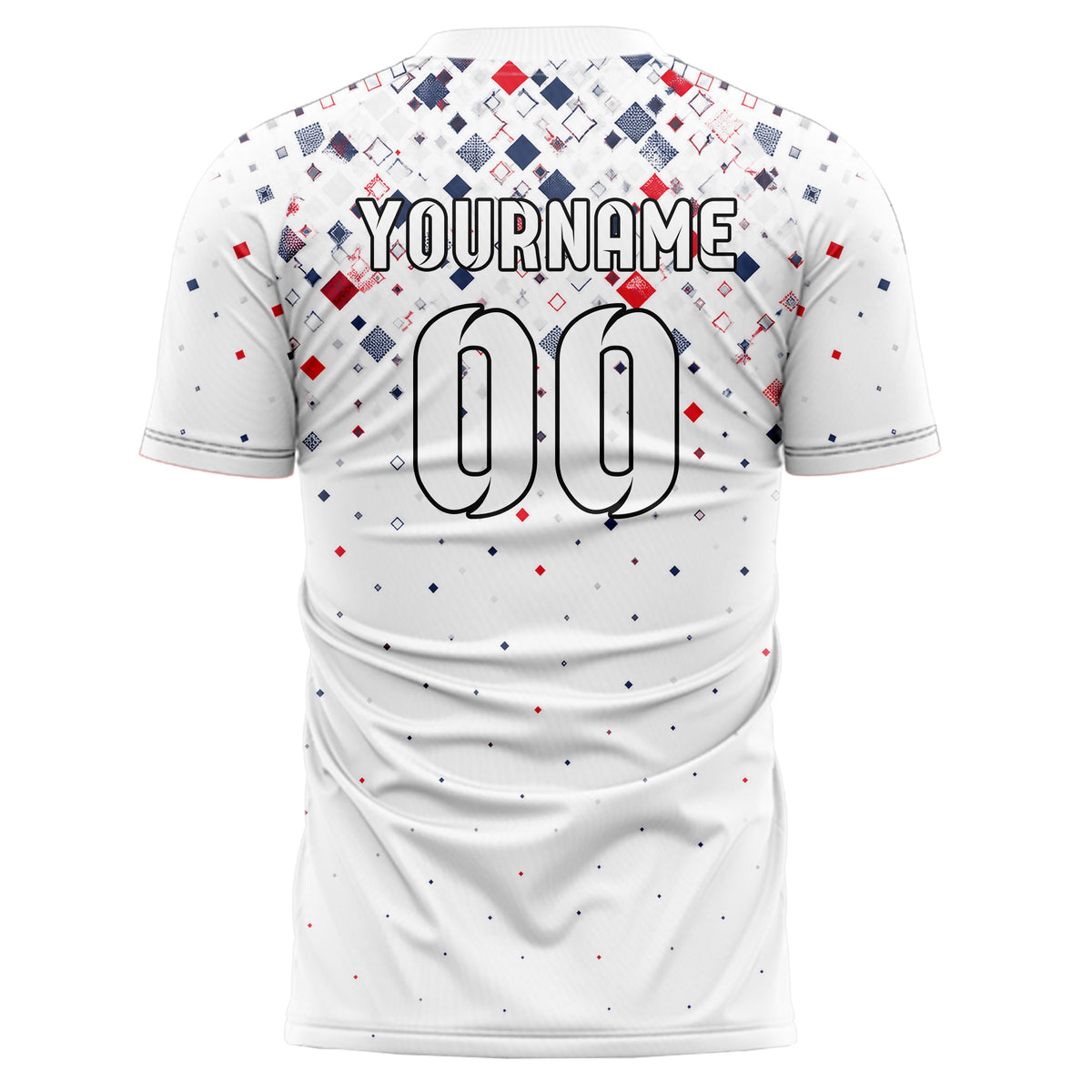 Weiss klassisches Rauten dichter Verlauf von oben Design 01-0152 individuelles Fußballtrikot back