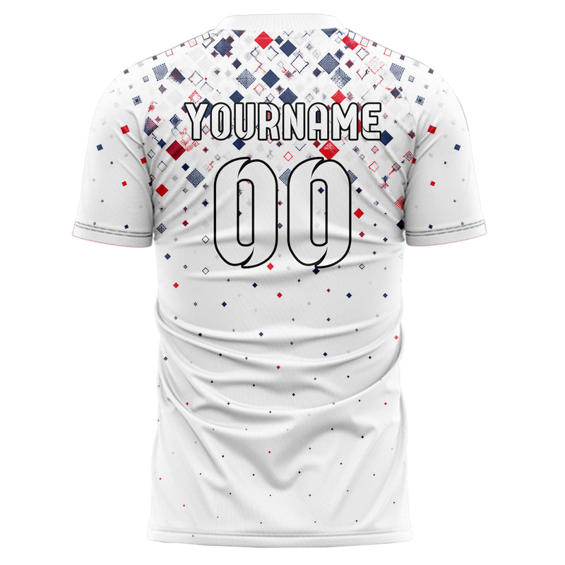 Weiss klassisches Rauten dichter Verlauf von oben Design 01-0152 individuelles Fußballtrikot back