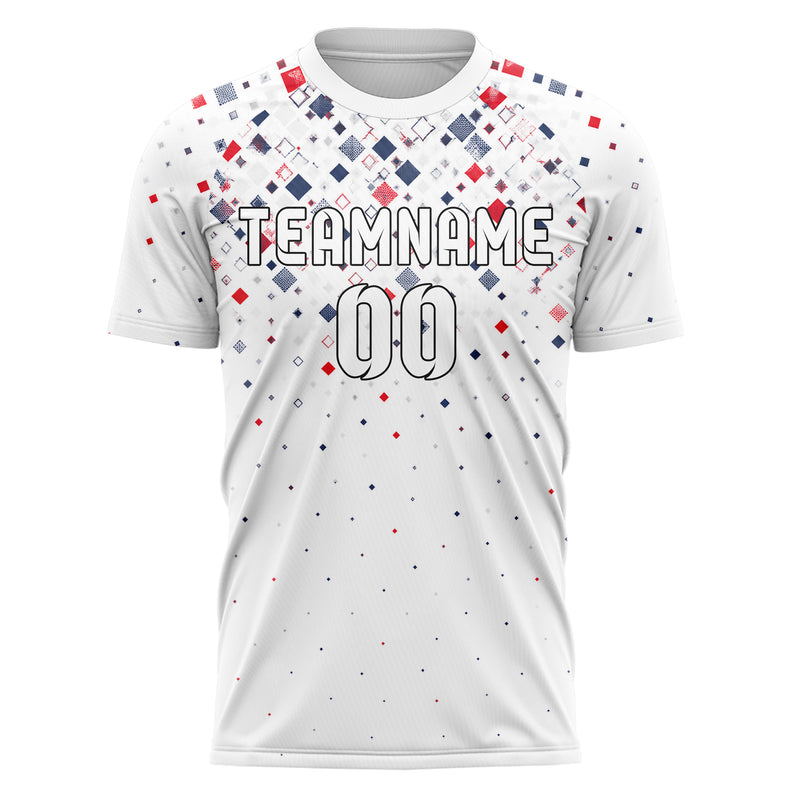 Weiss klassisches Rauten dichter Verlauf von oben Design 01-0152 individuelles Fußballtrikot front