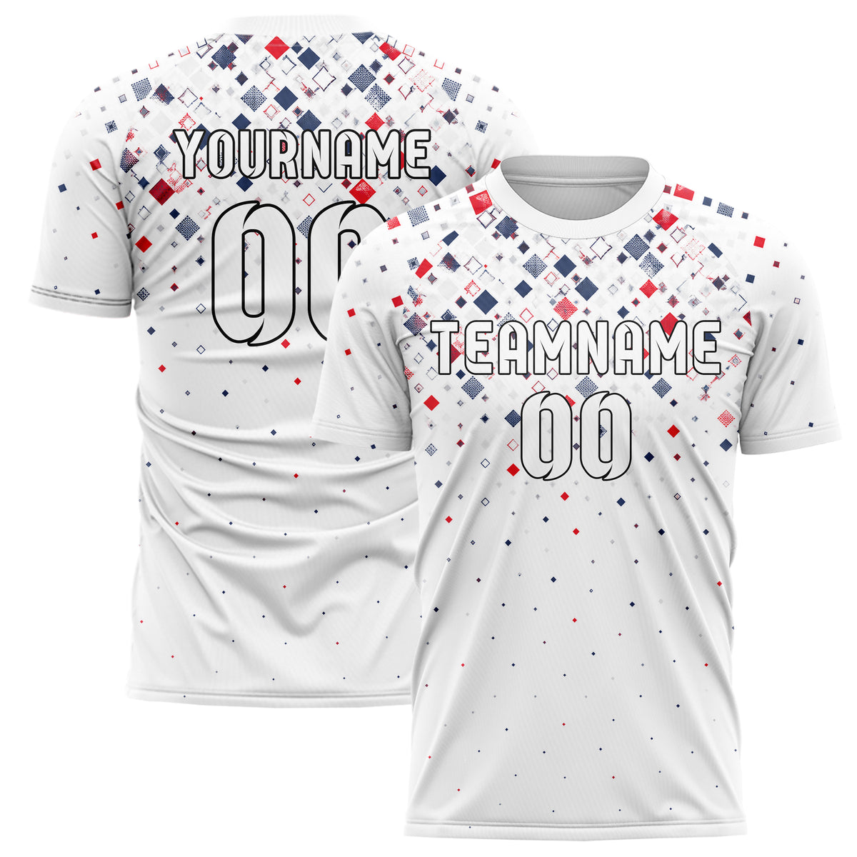Weiss klassisches Rauten dichter Verlauf von oben Design 01-0152 individuelles Fußballtrikot main