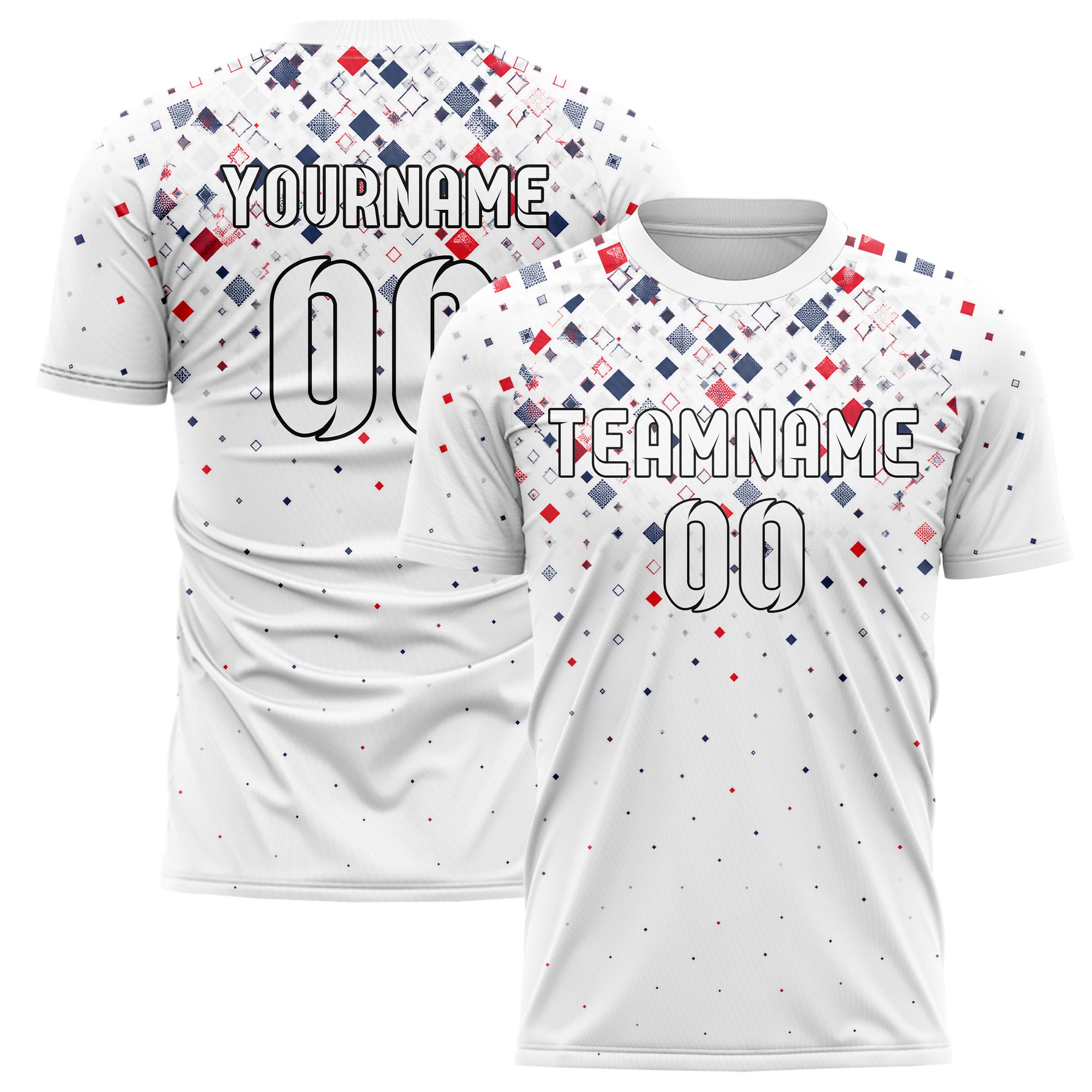 Weiss klassisches Rauten dichter Verlauf von oben Design 01-0152 individuelles Fußballtrikot main