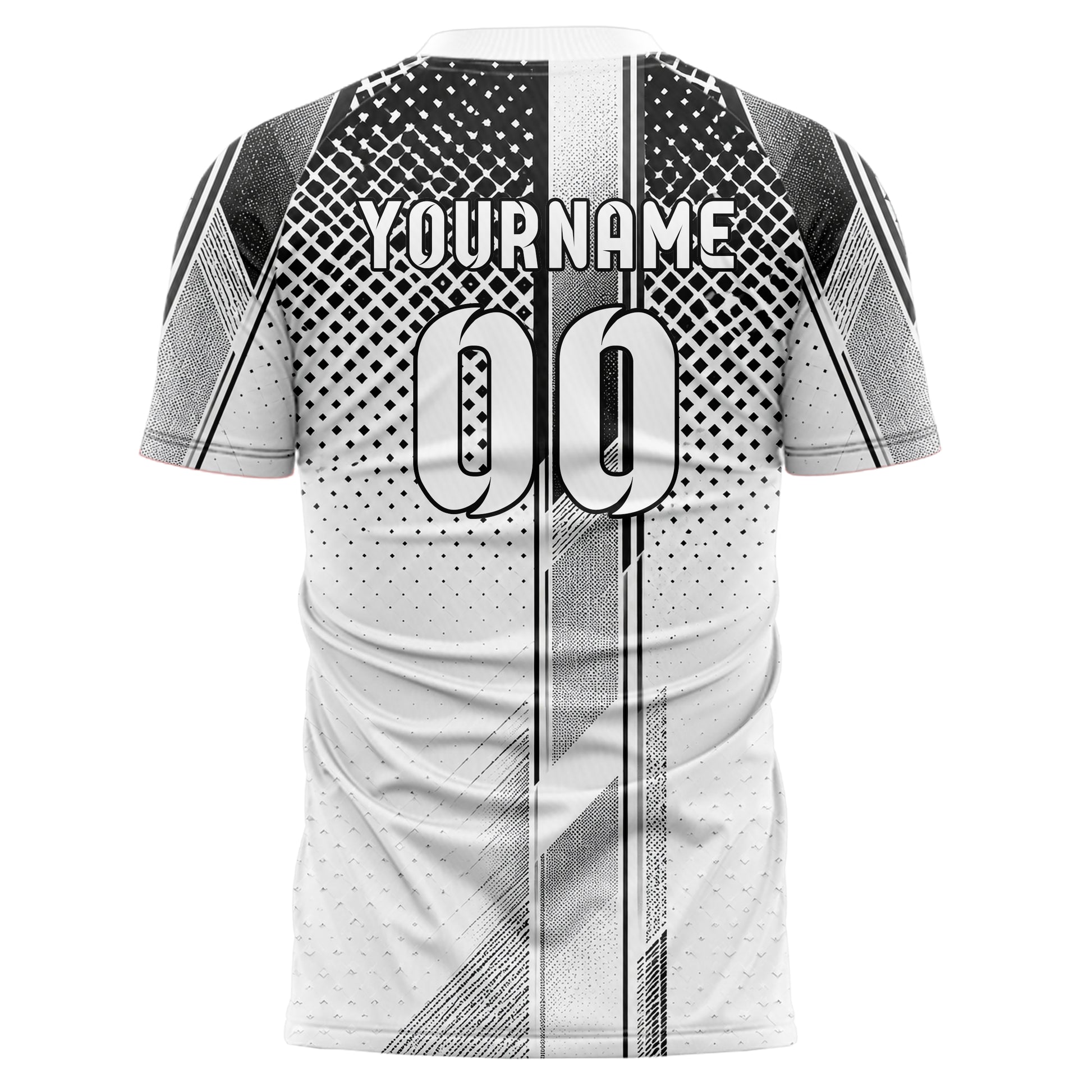 Weiss klassisches Rauten dichter Verlauf von oben Design 01-0232 individuelles Fußballtrikot back