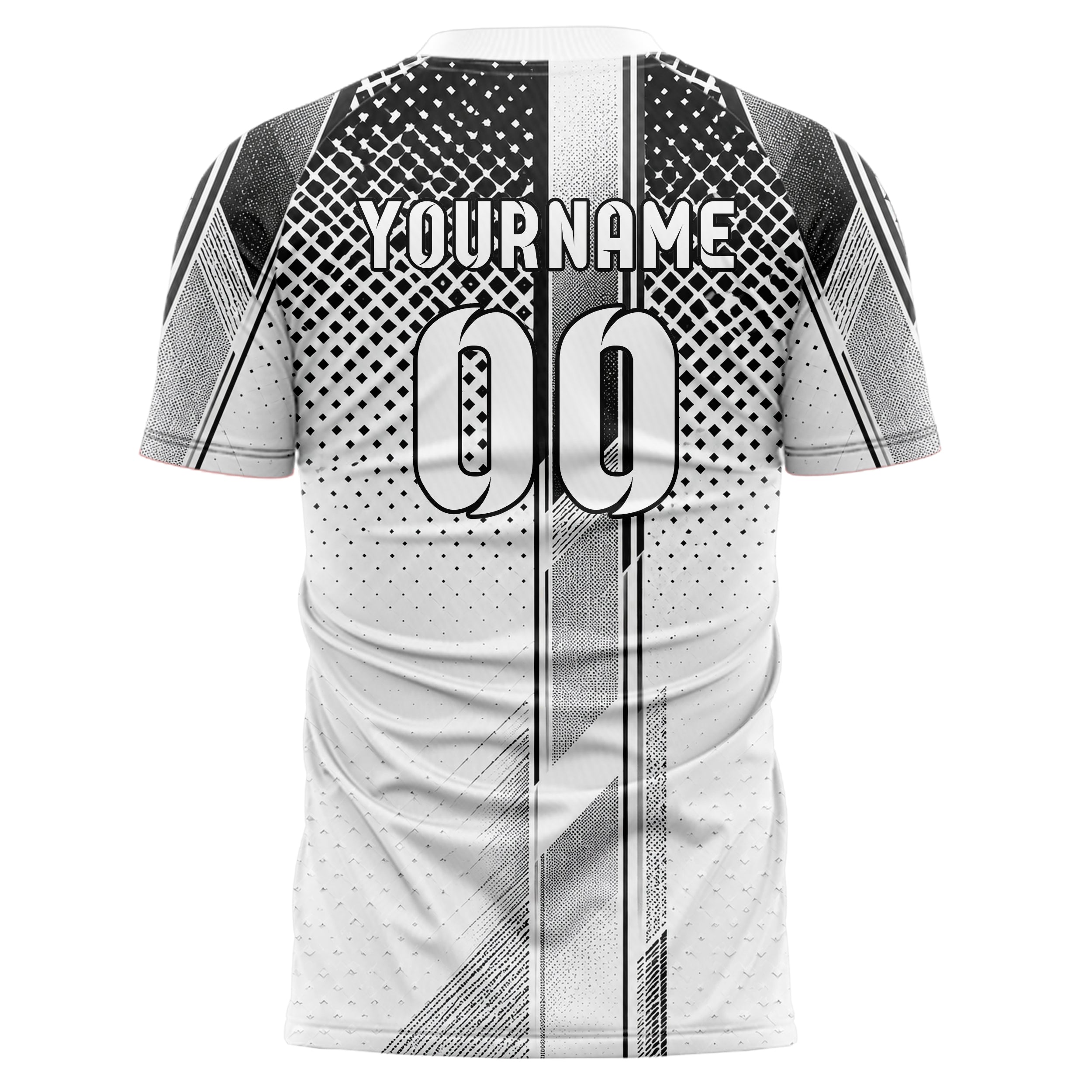 Weiss klassisches Rauten dichter Verlauf von oben Design 01-0232 individuelles Fußballtrikot back