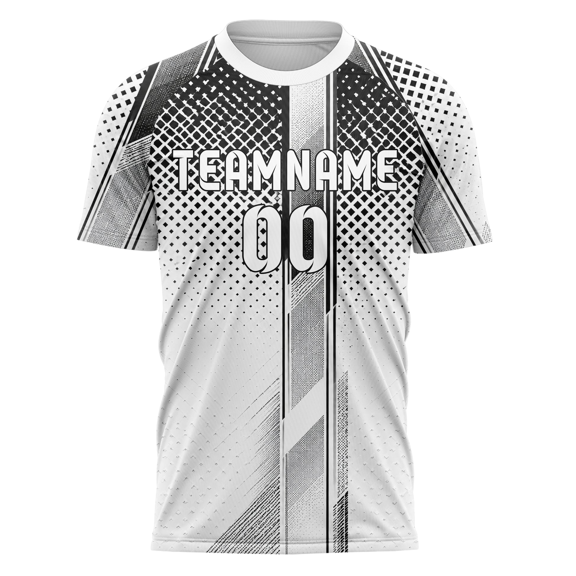 Weiss klassisches Rauten dichter Verlauf von oben Design 01-0232 individuelles Fußballtrikot front
