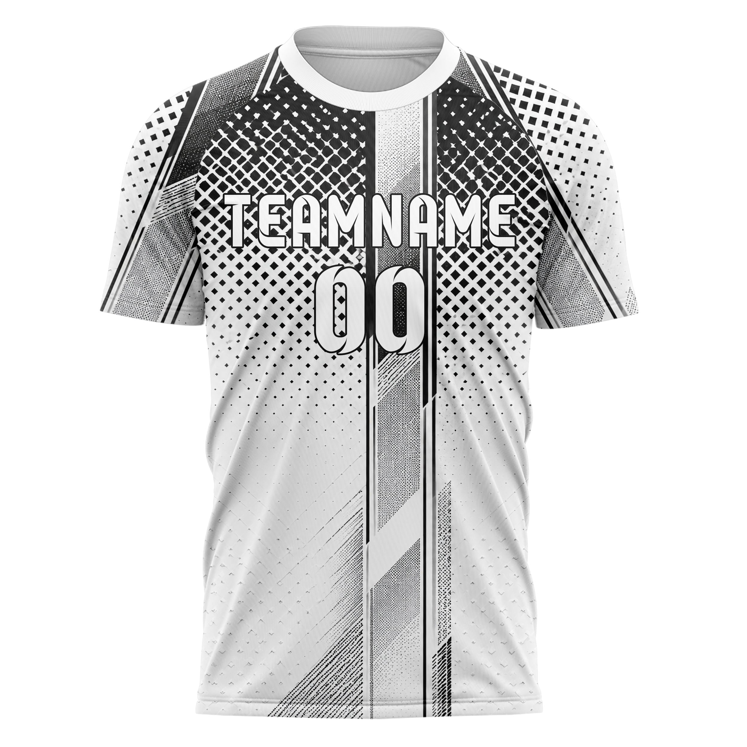 Weiss klassisches Rauten dichter Verlauf von oben Design 01-0232 individuelles Fußballtrikot front