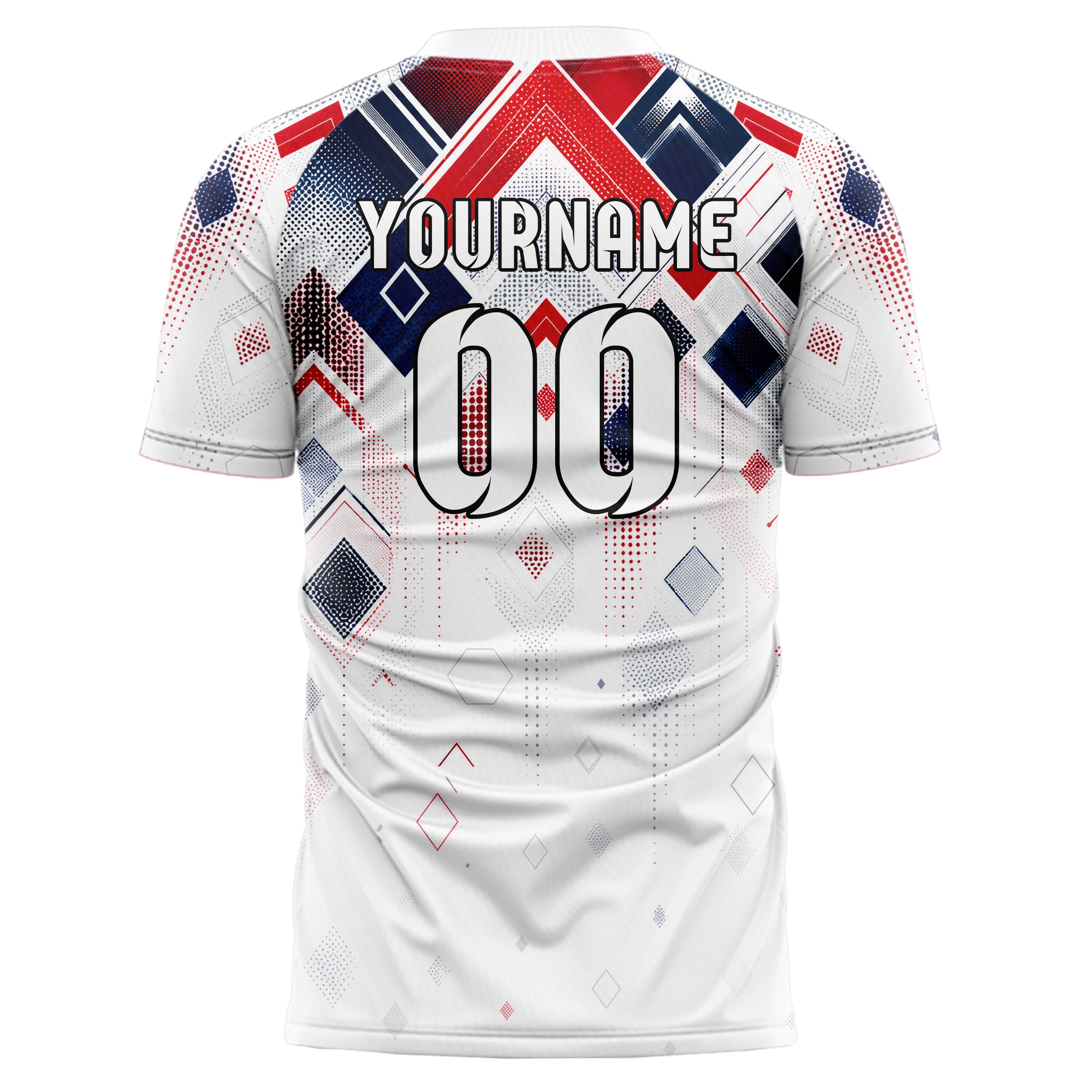 Weiss klassisches Rauten dichter Verlauf von oben Design 01-0416 individuelles Fußballtrikot back