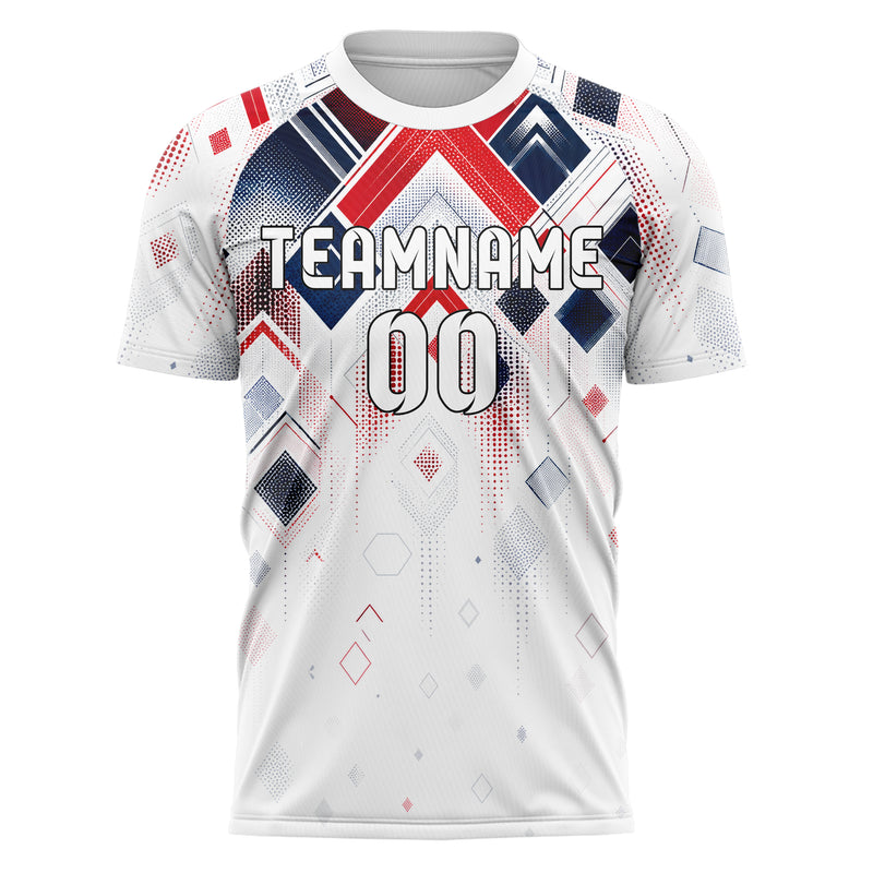 Weiss klassisches Rauten dichter Verlauf von oben Design 01-0416 individuelles Fußballtrikot front