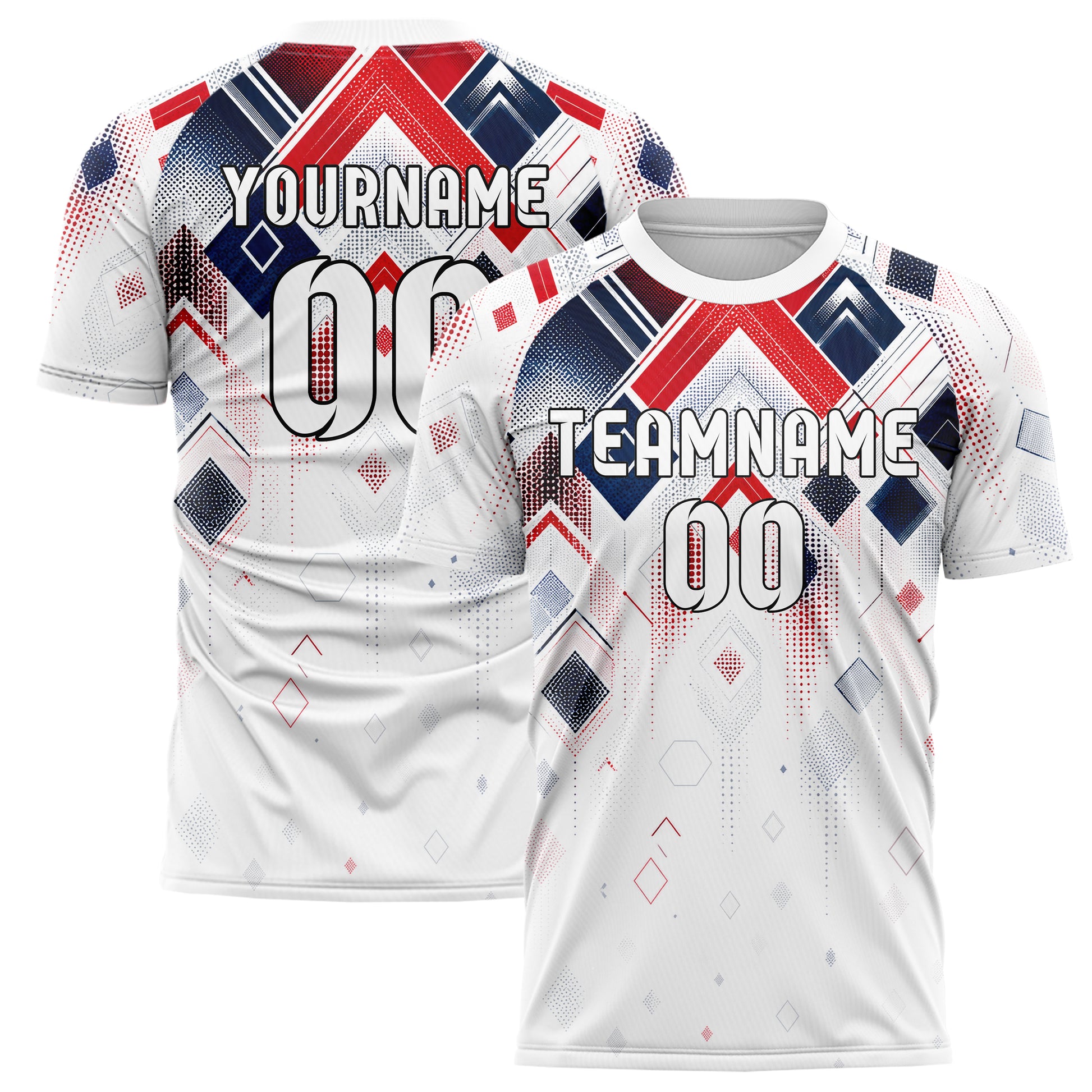 Weiss klassisches Rauten dichter Verlauf von oben Design 01-0416 individuelles Fußballtrikot main