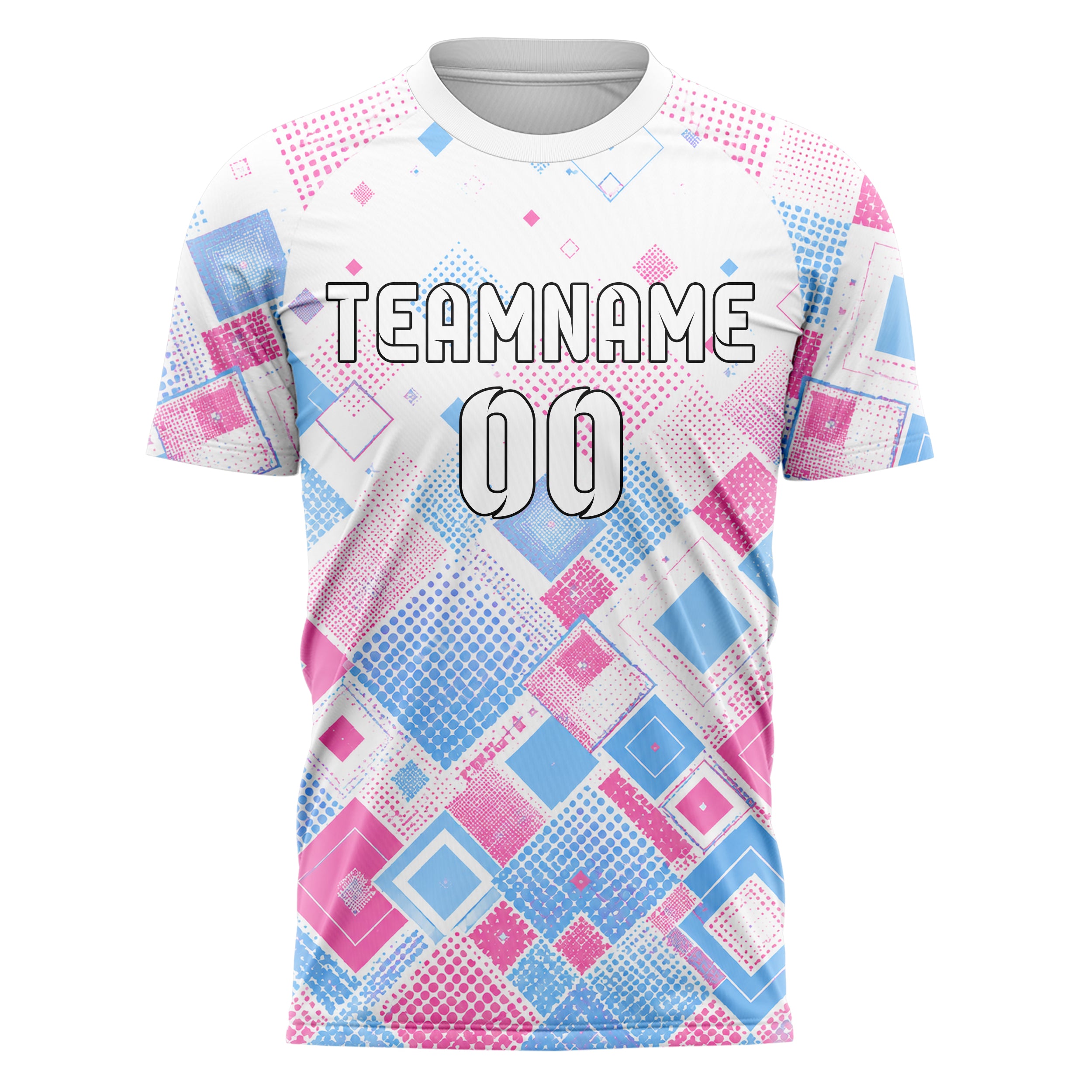 Weiss lebendiges Rauten Square Grid Design 01-0045 individuelles Fußballtrikot front