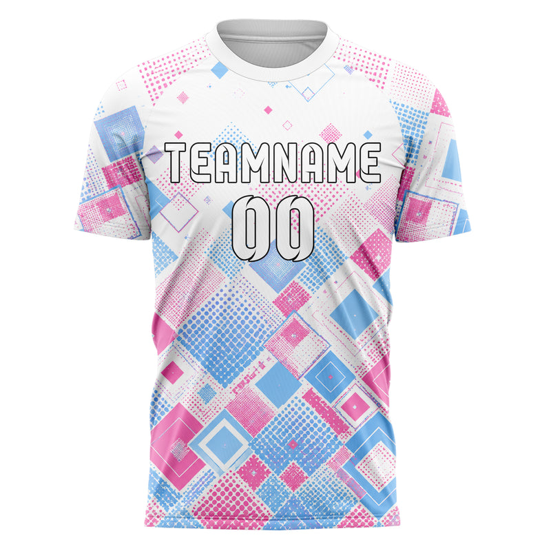 Weiss lebendiges Rauten Square Grid Design 01-0045 individuelles Fußballtrikot front