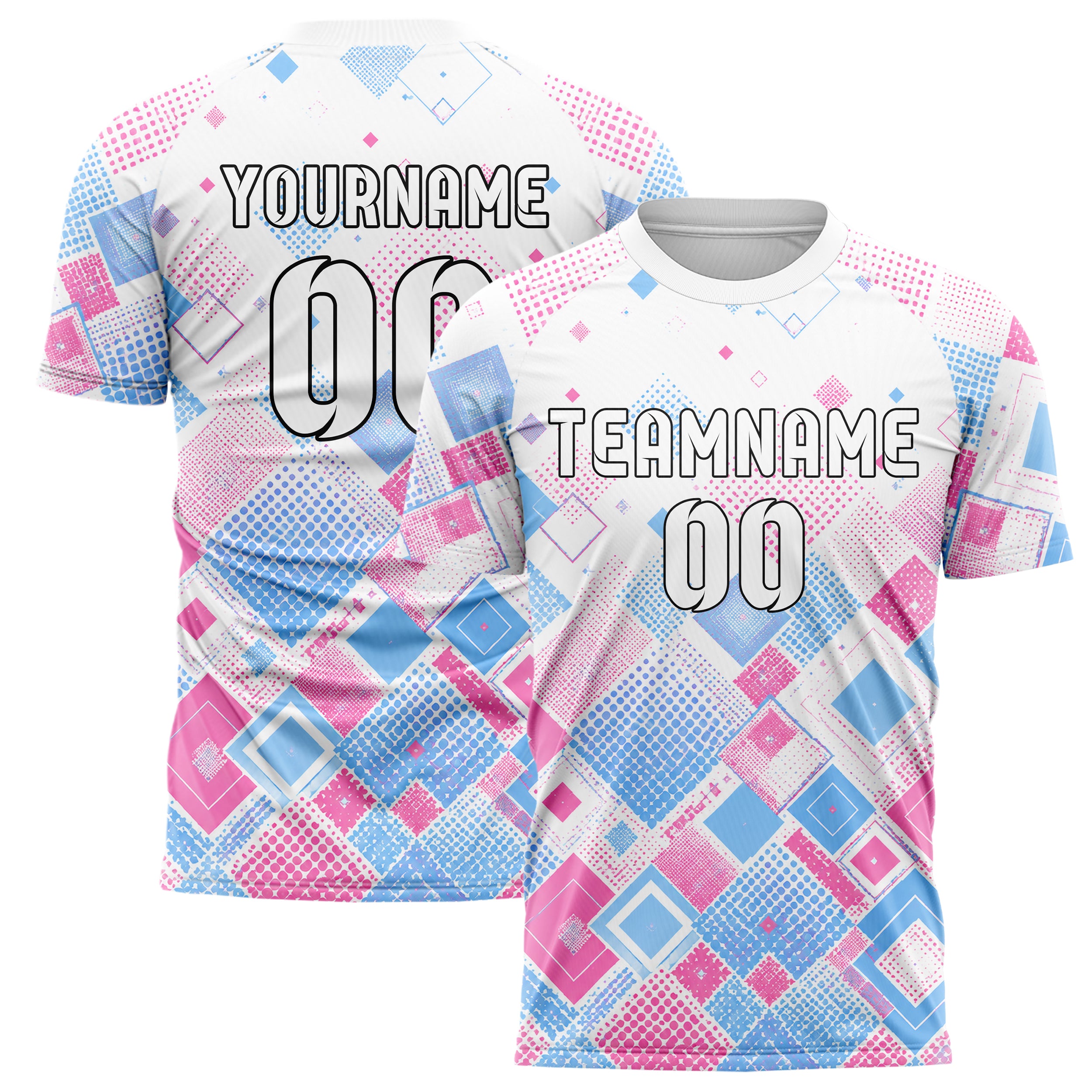 Weiss lebendiges Rauten Square Grid Design 01-0045 individuelles Fußballtrikot main