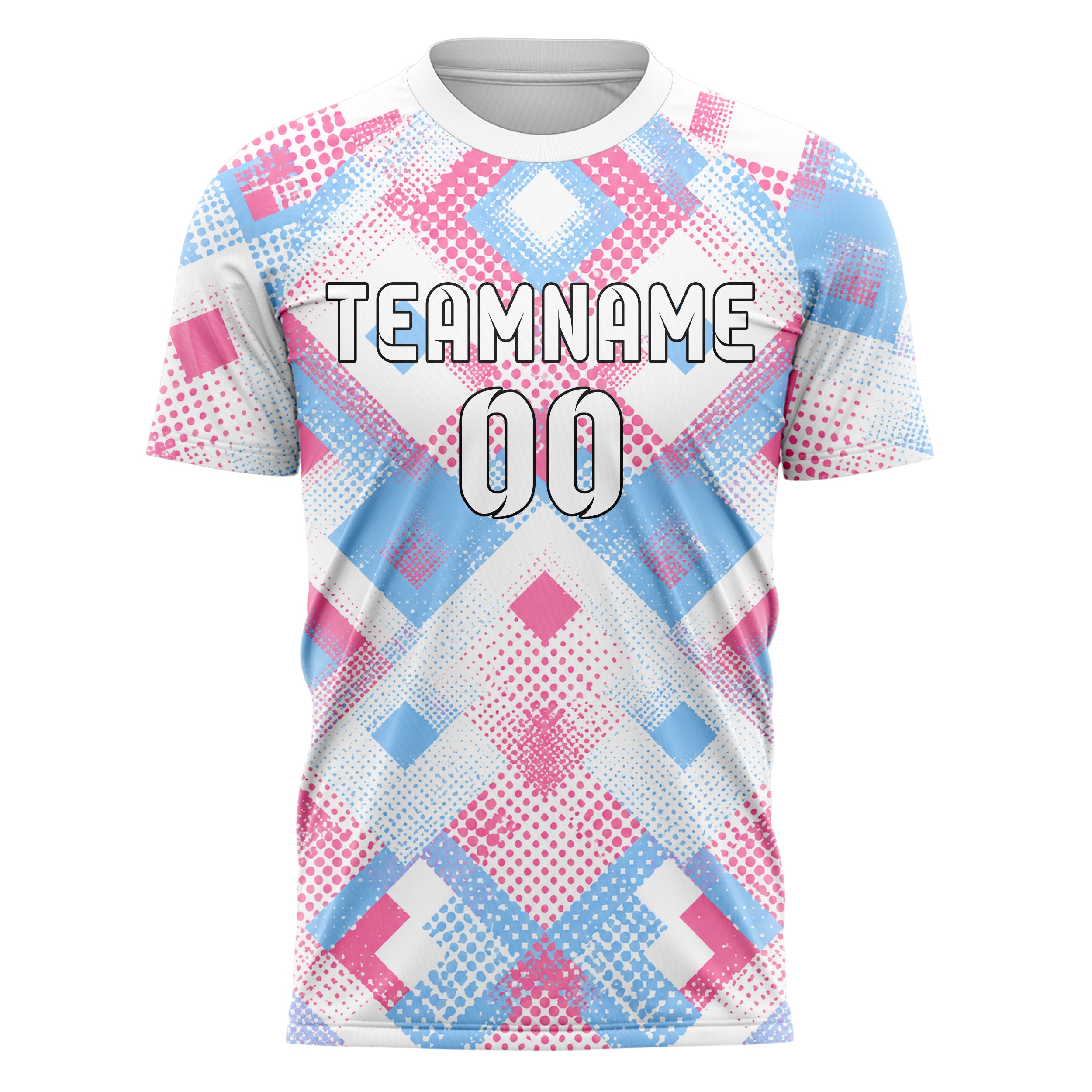 Weiss lebendiges Rauten Square Grid Design 01-0285 individuelles Fußballtrikot front