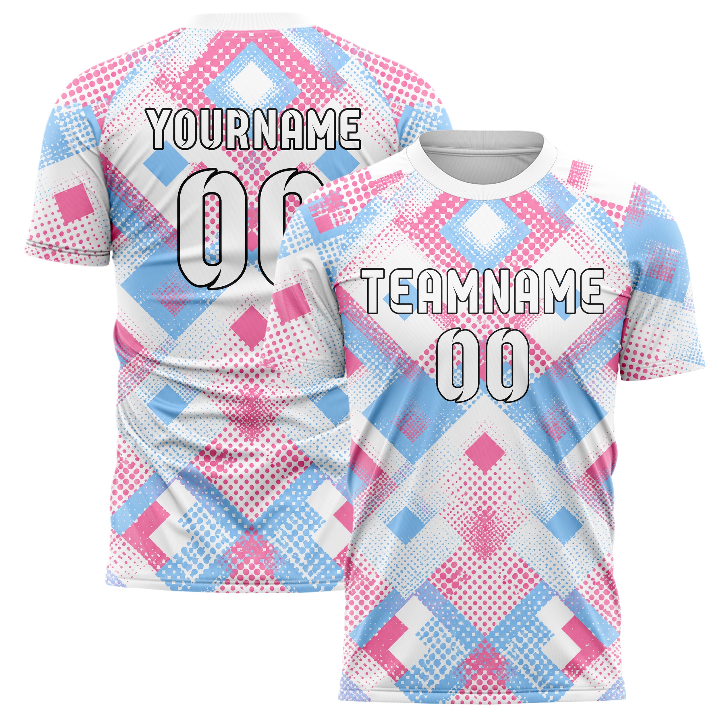 Weiss lebendiges Rauten Square Grid Design 01-0285 individuelles Fußballtrikot main