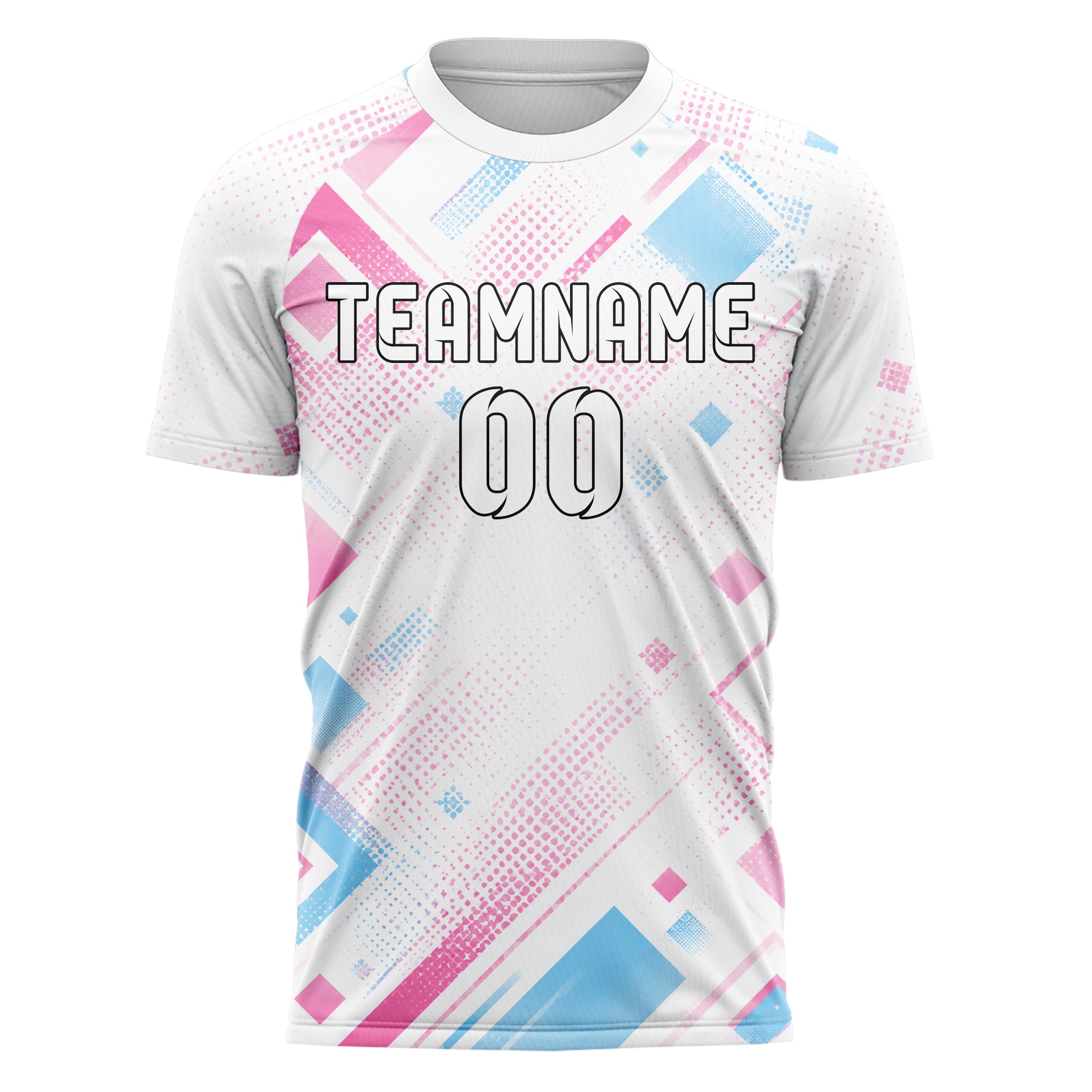 Weiss lebendiges Rauten radialer Center Fade Design 01-0129 individuelles Fußballtrikot front