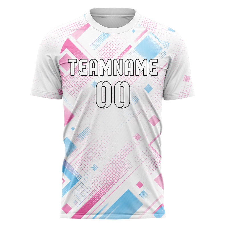 Weiss lebendiges Rauten radialer Center Fade Design 01-0129 individuelles Fußballtrikot front
