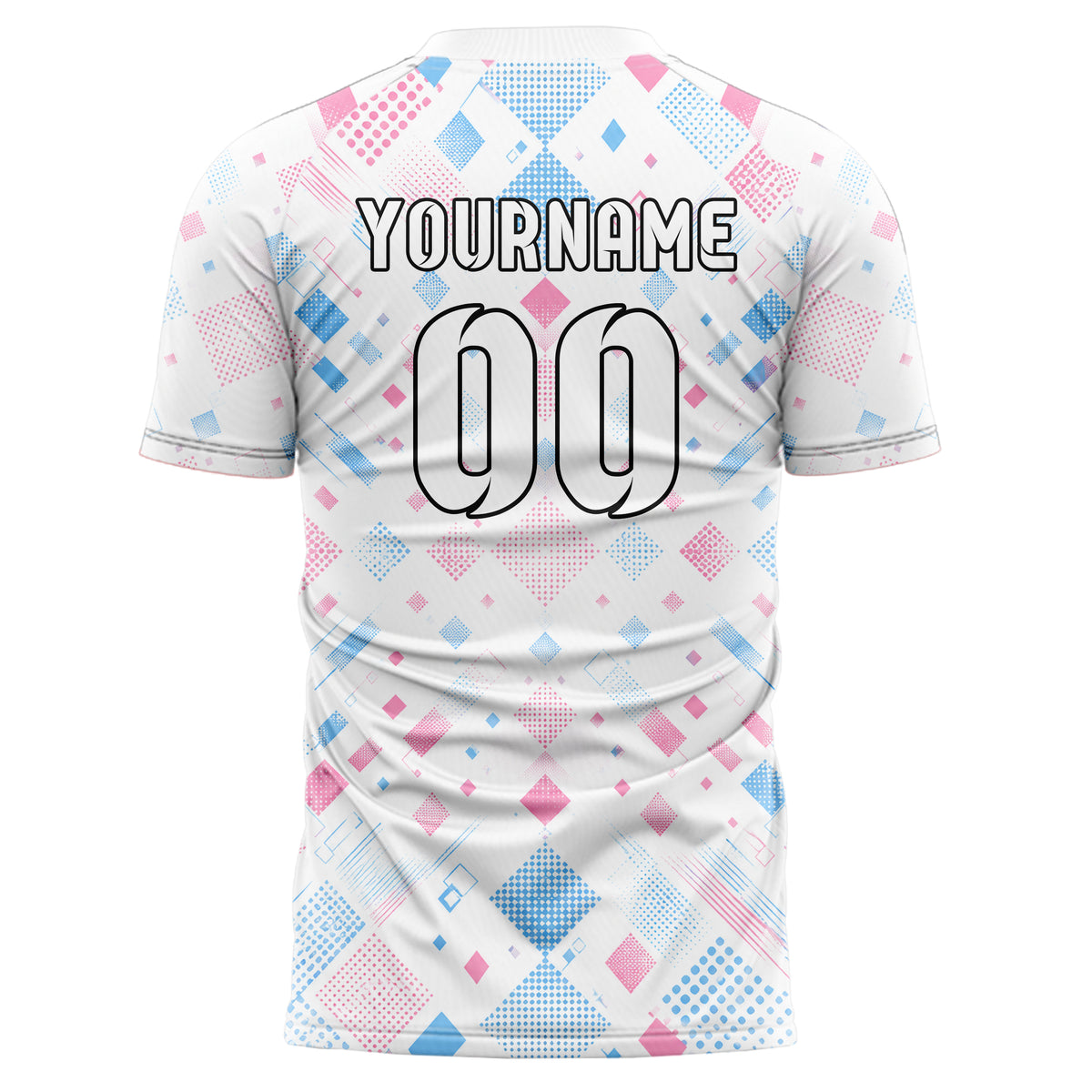 Weiss lebendiges Rauten radialer Center Fade Design 01-0177 individuelles Fußballtrikot back