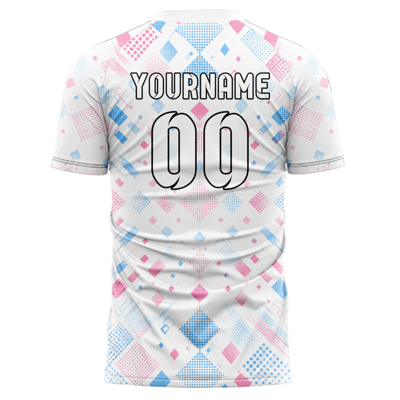 Weiss lebendiges Rauten radialer Center Fade Design 01-0177 individuelles Fußballtrikot back