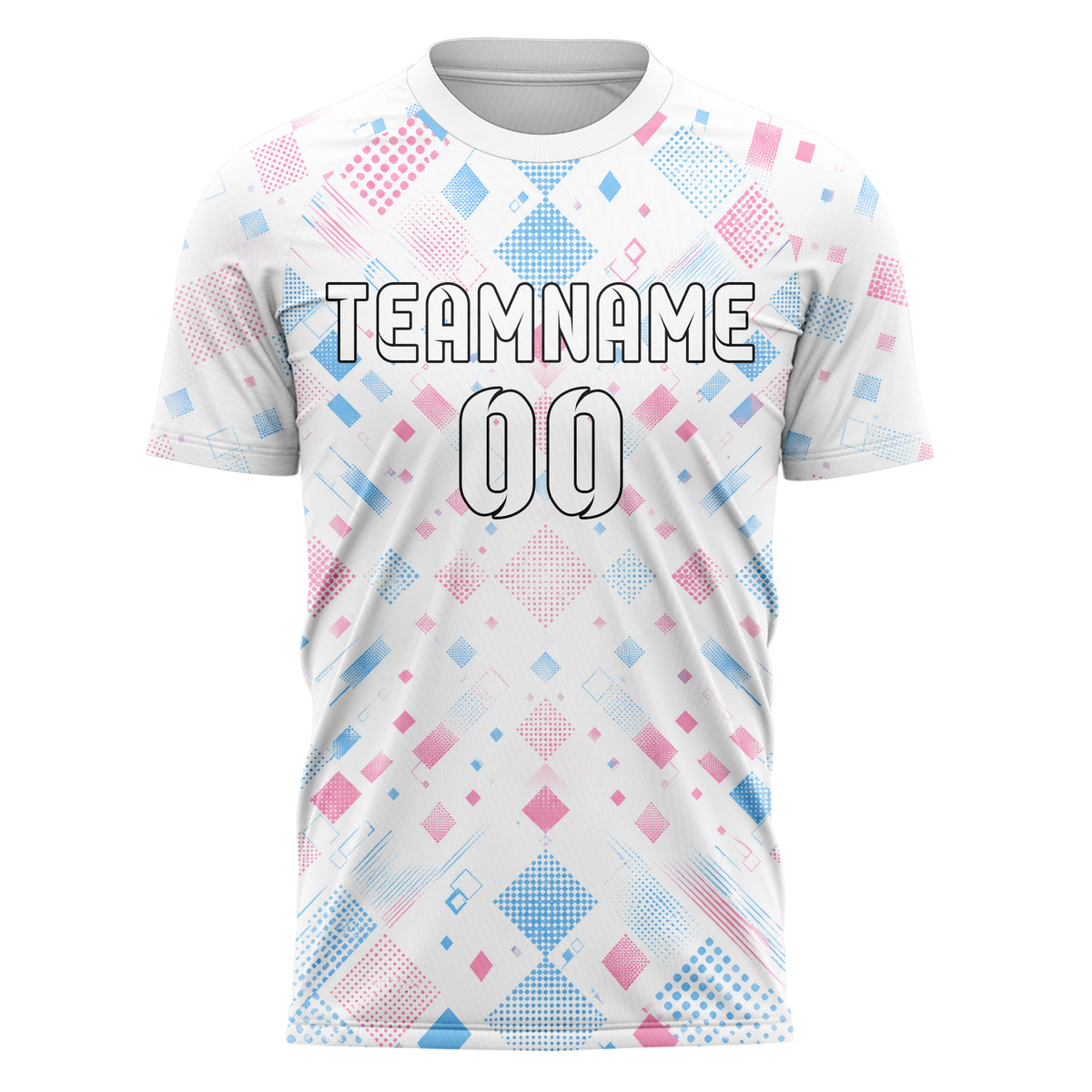 Weiss lebendiges Rauten radialer Center Fade Design 01-0177 individuelles Fußballtrikot front