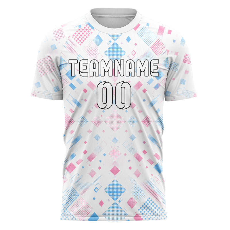Weiss lebendiges Rauten radialer Center Fade Design 01-0177 individuelles Fußballtrikot front