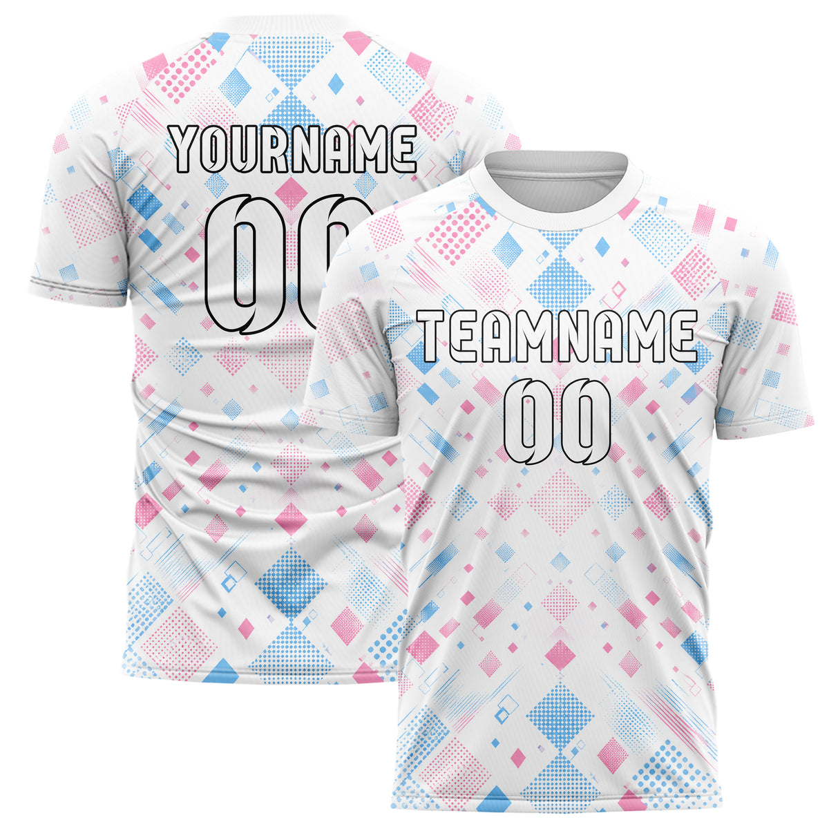 Weiss lebendiges Rauten radialer Center Fade Design 01-0177 individuelles Fußballtrikot main
