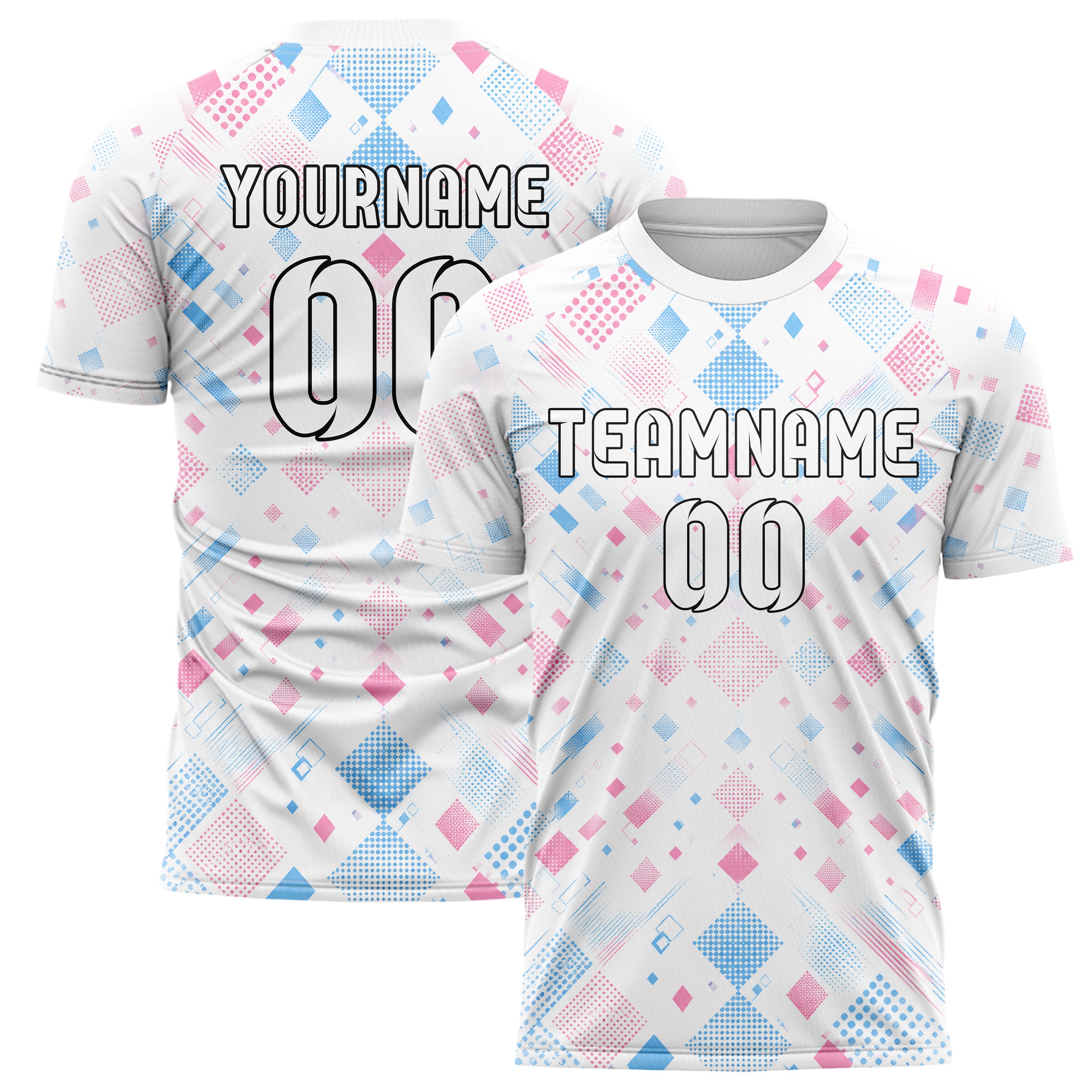 Weiss lebendiges Rauten radialer Center Fade Design 01-0177 individuelles Fußballtrikot main