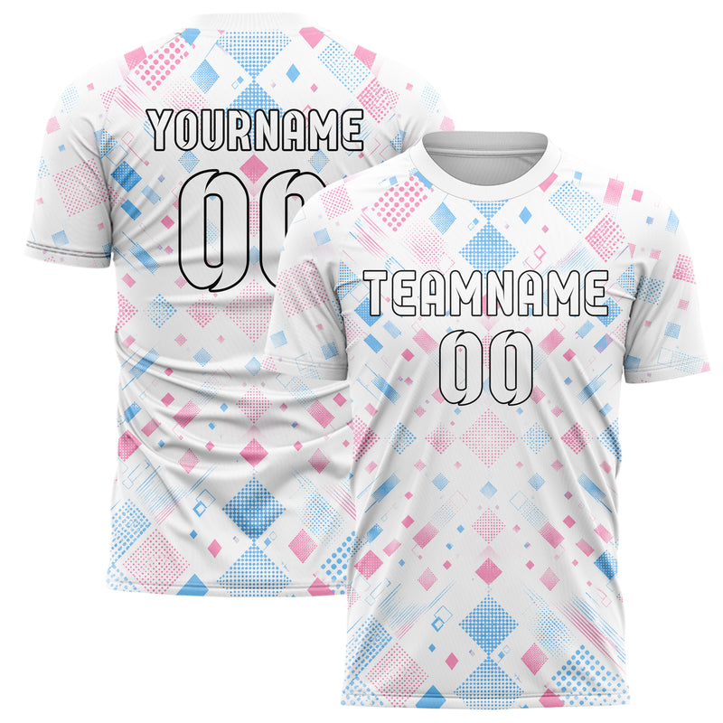 Weiss lebendiges Rauten radialer Center Fade Design 01-0177 individuelles Fußballtrikot main