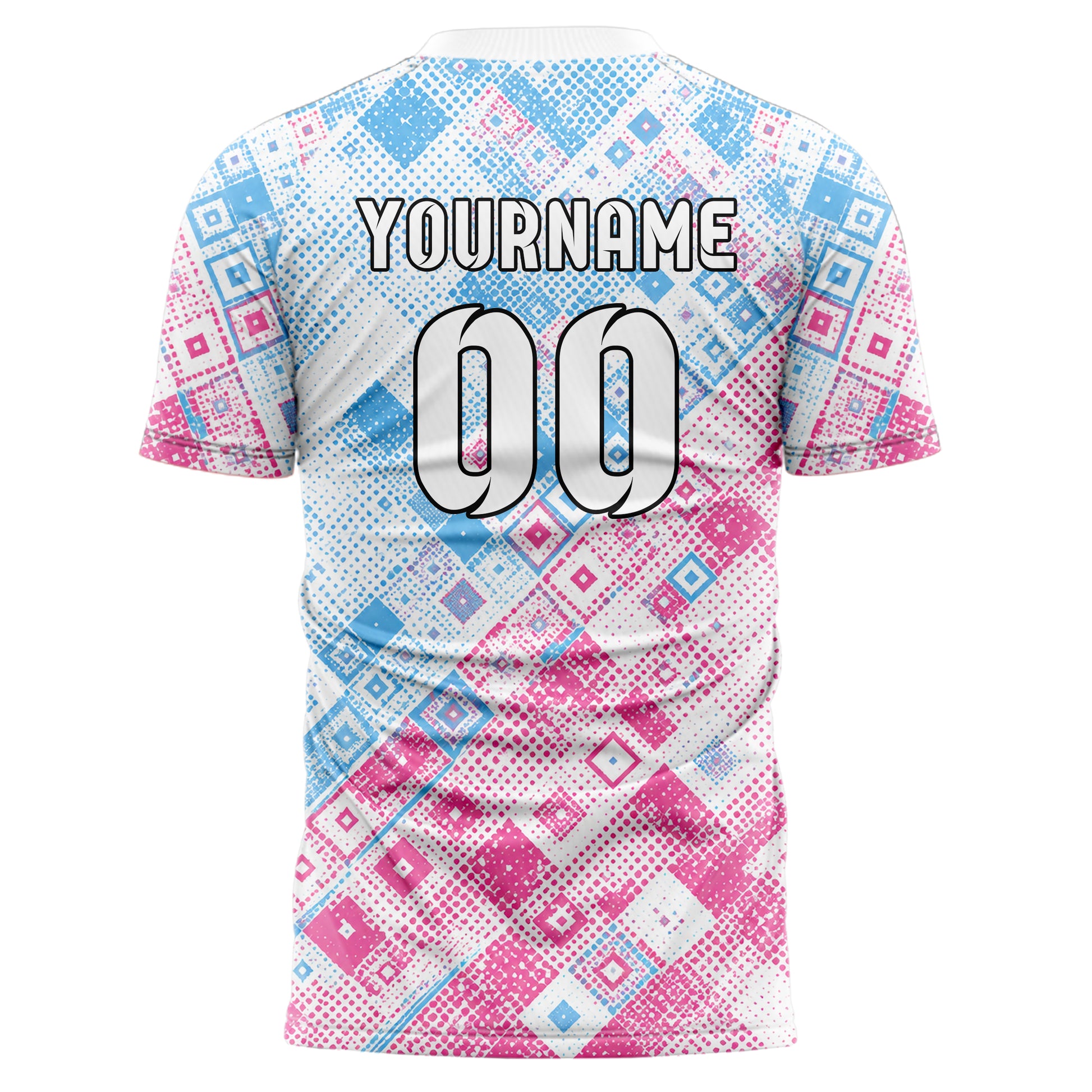 Weiss lebendiges Rauten diagonale Tessellation Design 01-0162 individuelles Fußballtrikot back
