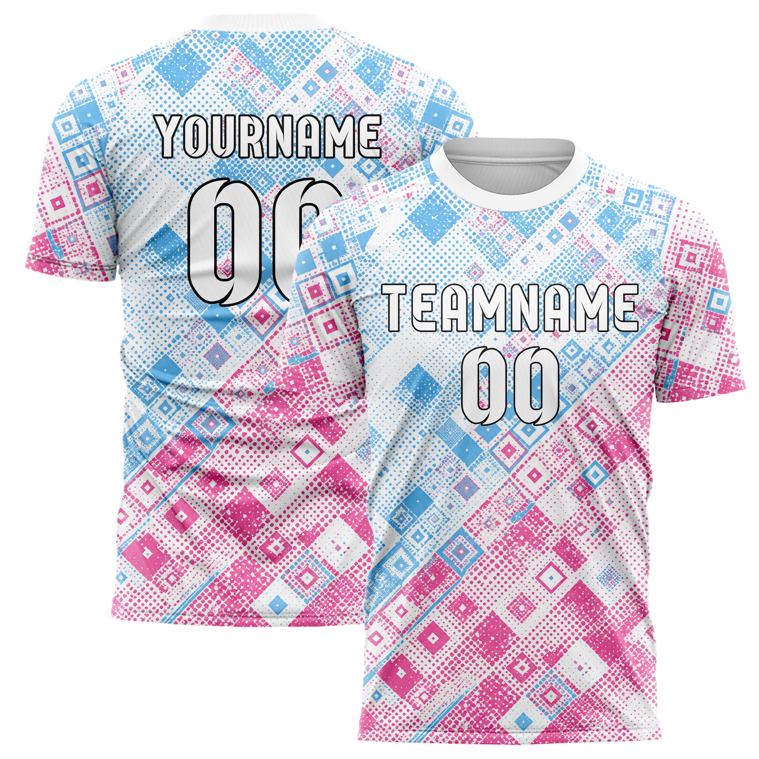 Weiss lebendiges Rauten diagonale Tessellation Design 01-0162 individuelles Fußballtrikot main
