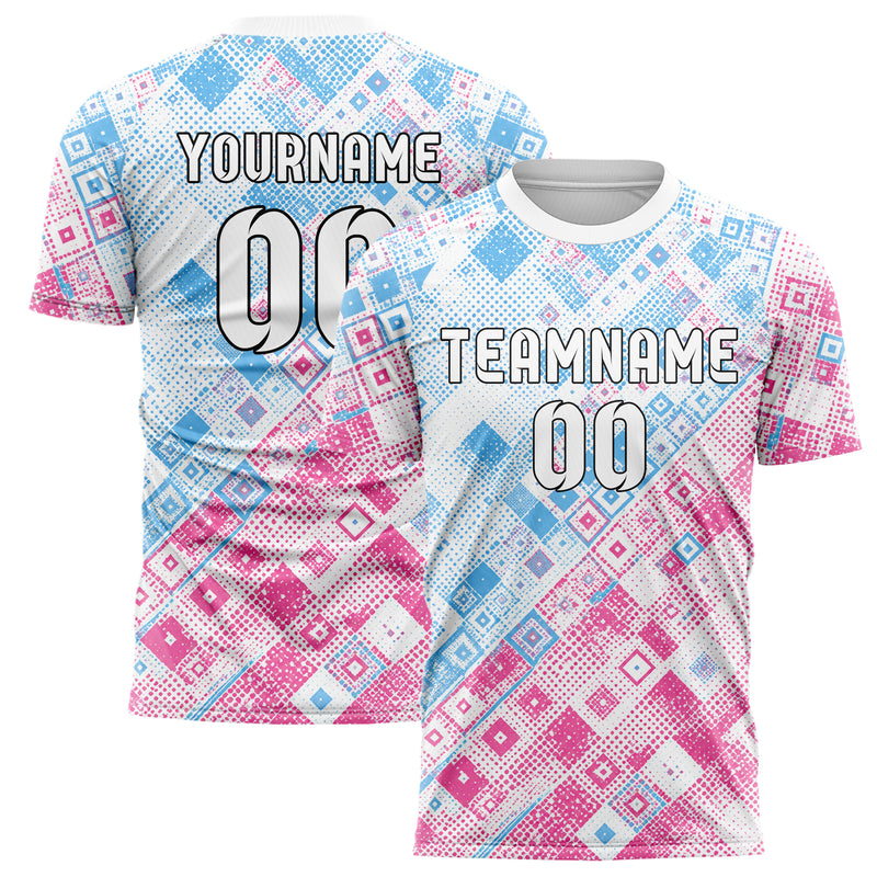 Weiss lebendiges Rauten diagonale Tessellation Design 01-0162 individuelles Fußballtrikot main