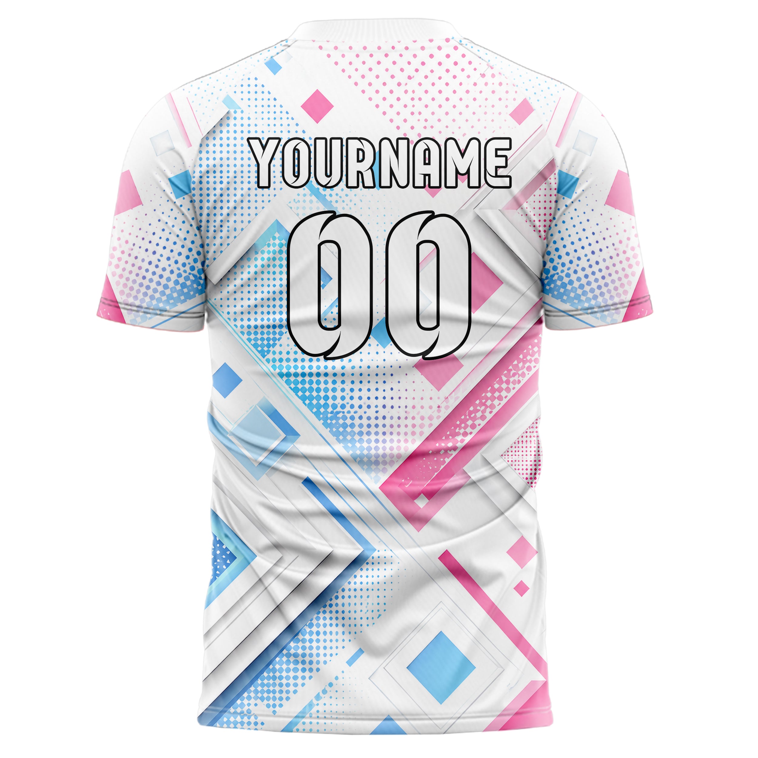 Weiss lebendiges Rauten Layered 3D Rhombus Design 01-0027 individuelles Fußballtrikot back