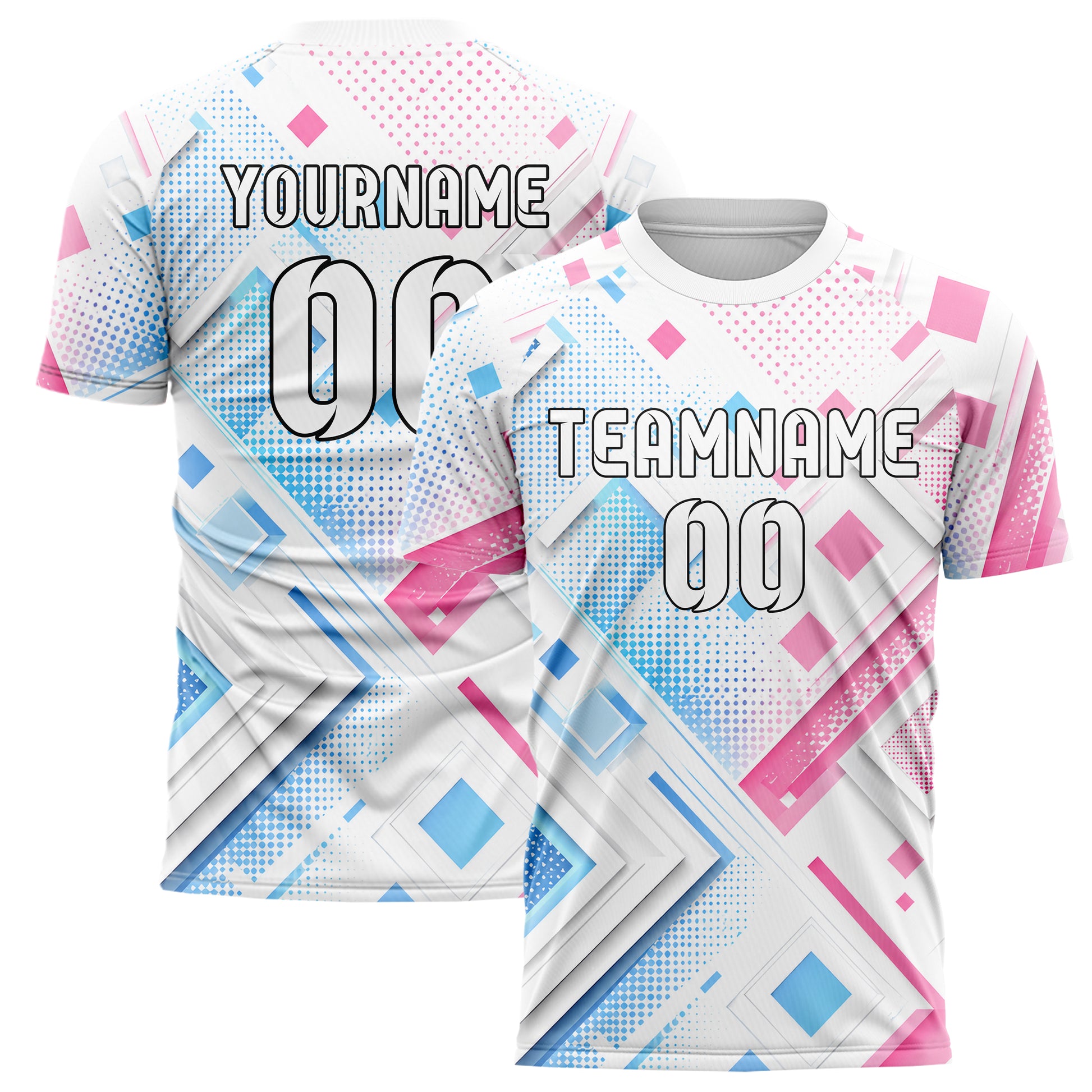 Weiss lebendiges Rauten Layered 3D Rhombus Design 01-0027 individuelles Fußballtrikot main