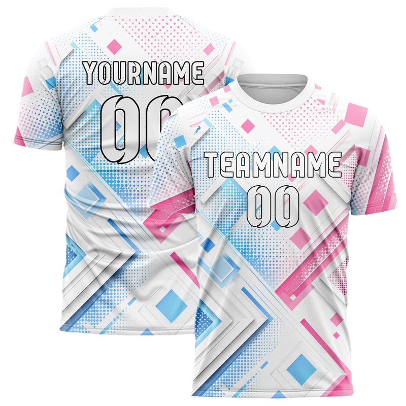 Weiss lebendiges Rauten Layered 3D Rhombus Design 01-0027 individuelles Fußballtrikot main