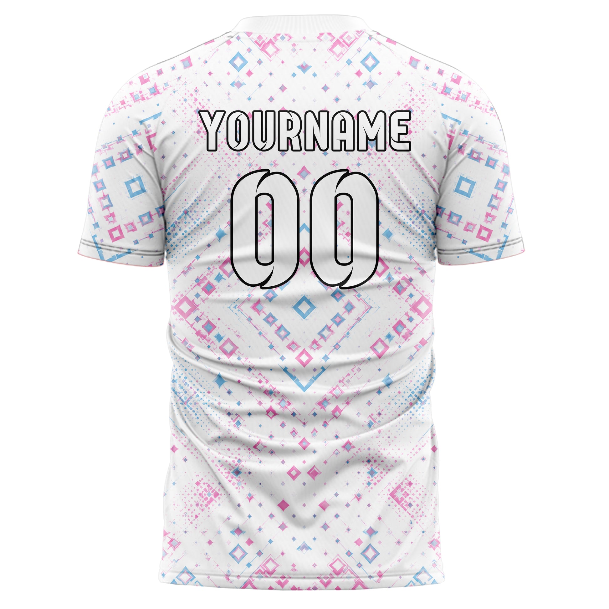 Weiss lebendiges Rauten Layered 3D Rhombus Design 01-0219 individuelles Fußballtrikot back