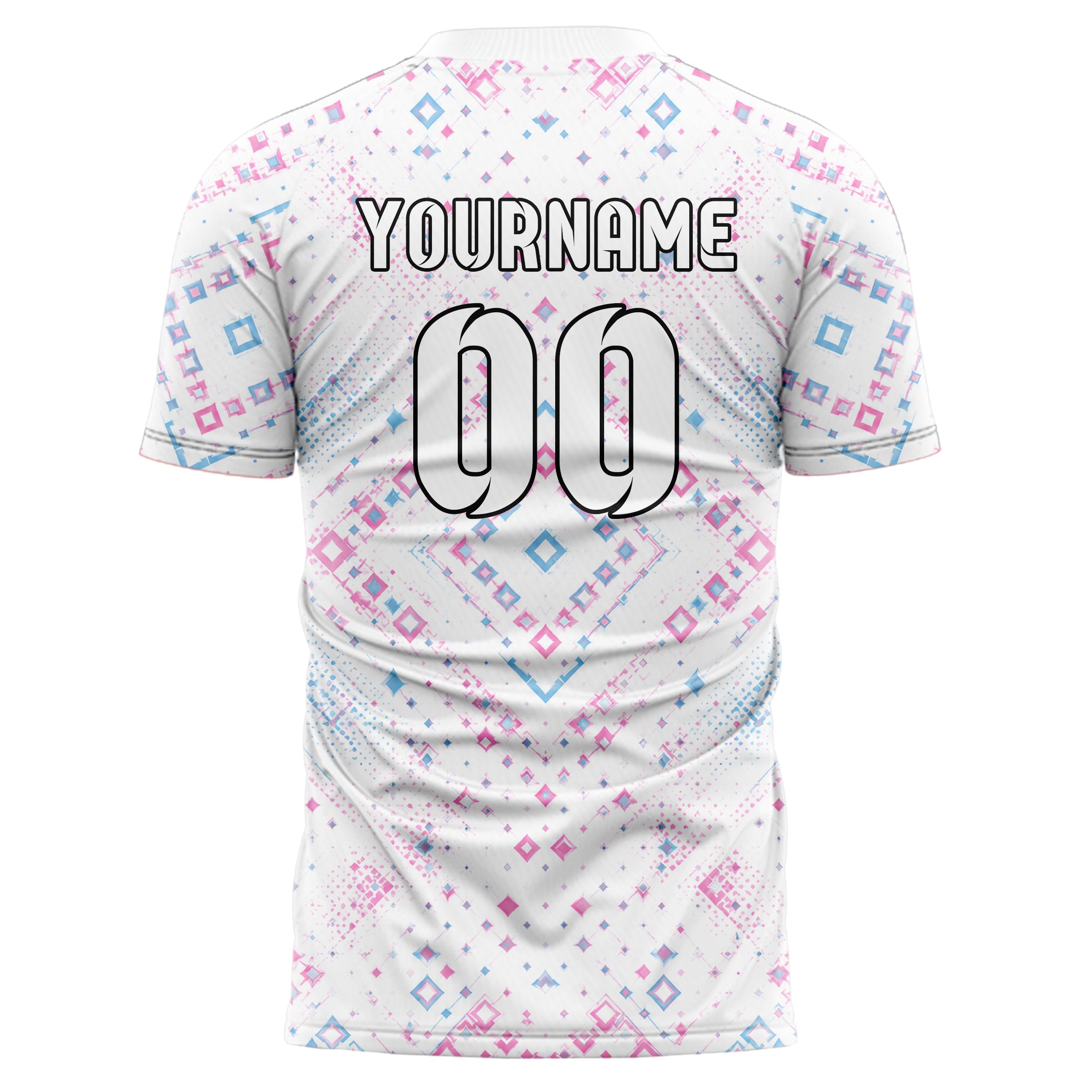 Weiss lebendiges Rauten Layered 3D Rhombus Design 01-0219 individuelles Fußballtrikot back