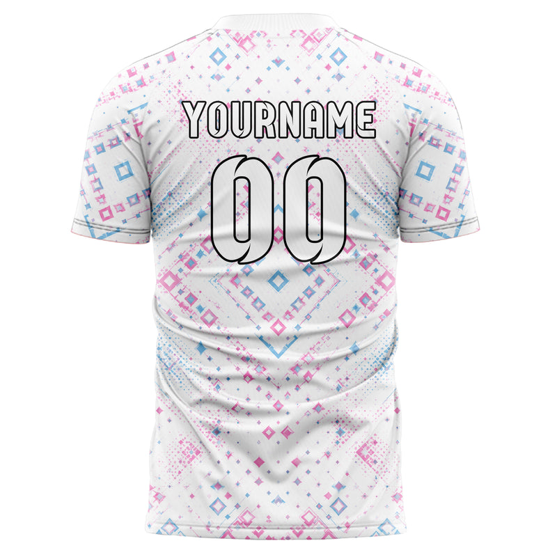 Weiss lebendiges Rauten Layered 3D Rhombus Design 01-0219 individuelles Fußballtrikot back