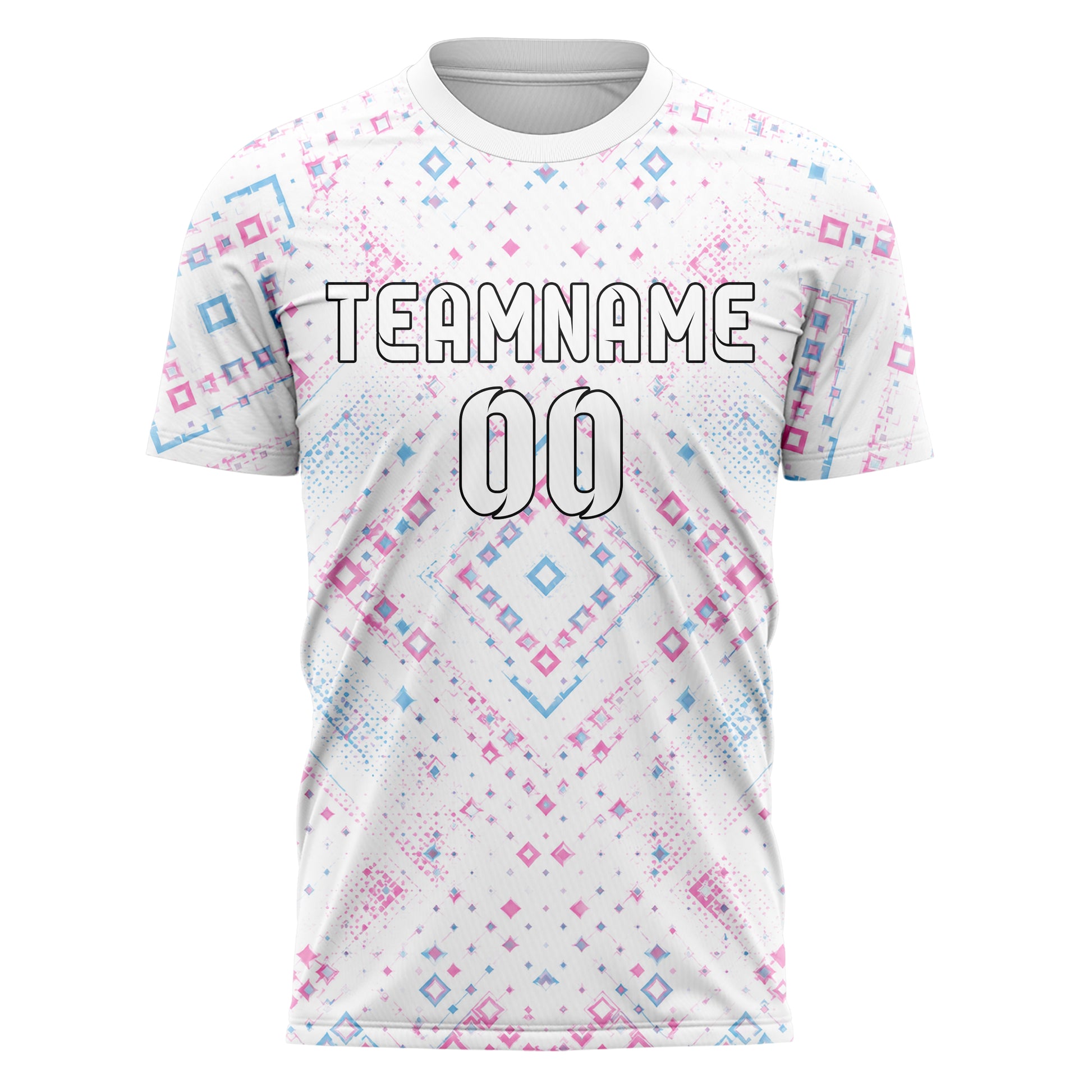 Weiss lebendiges Rauten Layered 3D Rhombus Design 01-0219 individuelles Fußballtrikot front