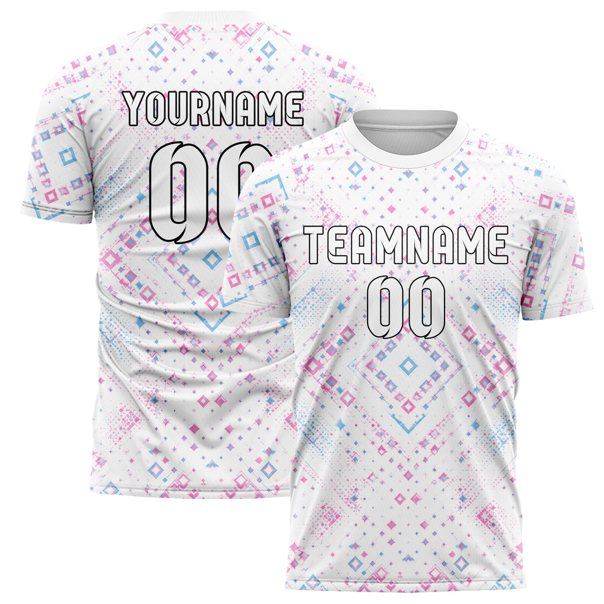 Weiss lebendiges Rauten Layered 3D Rhombus Design 01-0219 individuelles Fußballtrikot main