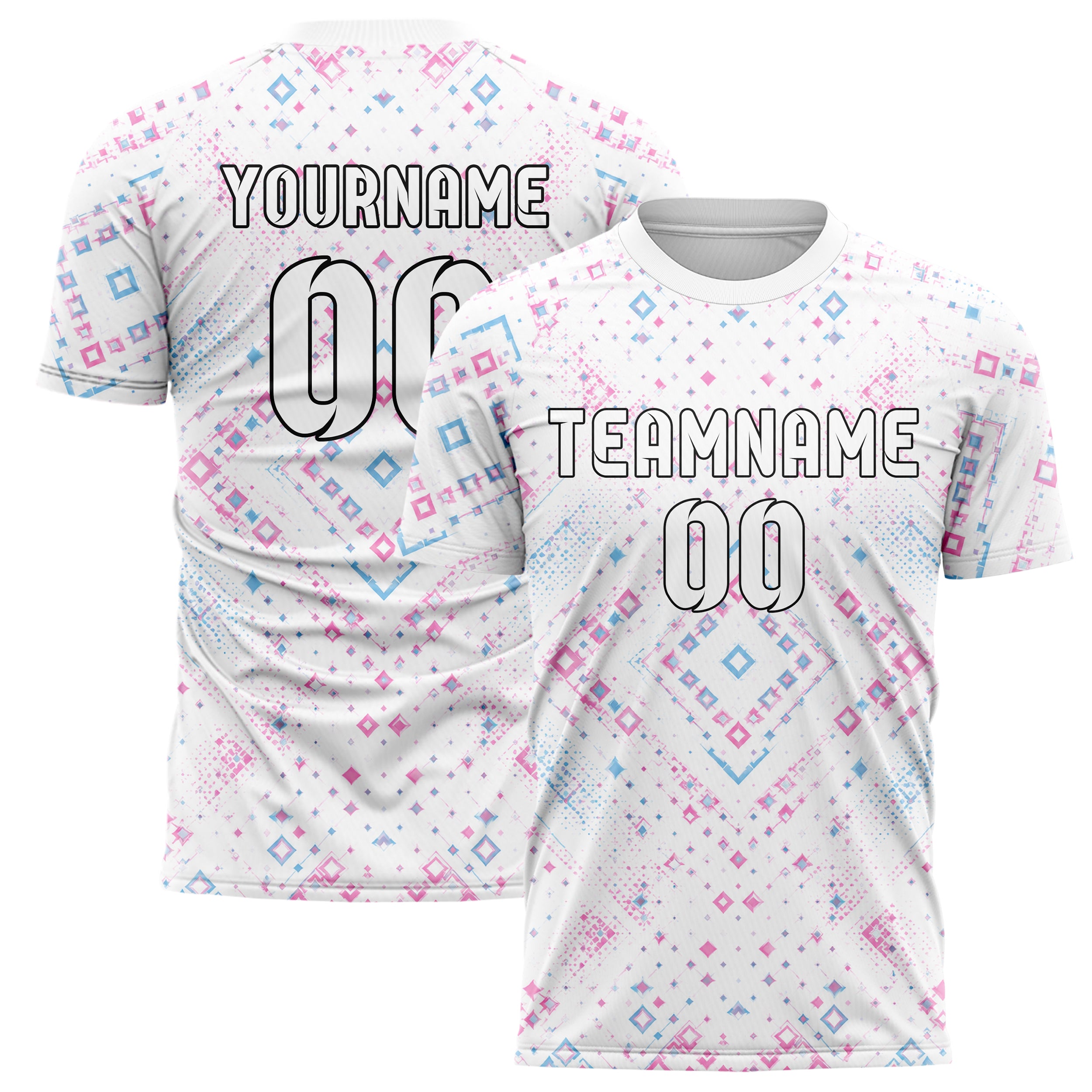 Weiss lebendiges Rauten Layered 3D Rhombus Design 01-0219 individuelles Fußballtrikot main