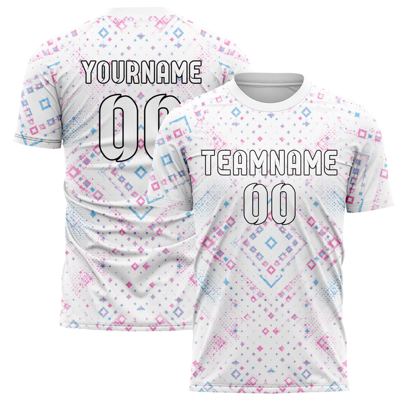Weiss lebendiges Rauten Layered 3D Rhombus Design 01-0219 individuelles Fußballtrikot main