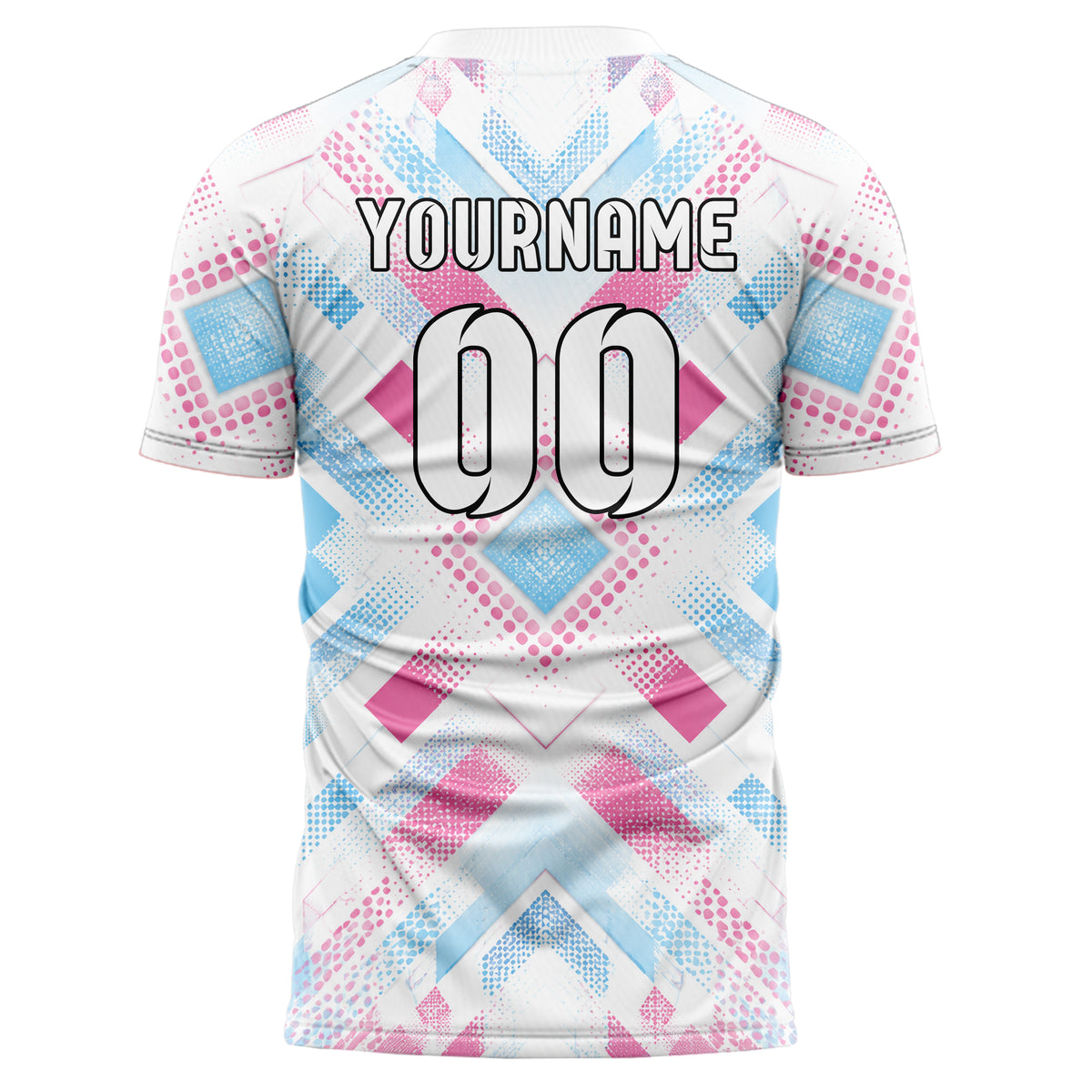 Weiss lebendiges Rauten Micro to Macro Gradient Design 01-0132 individuelles Fußballtrikot back