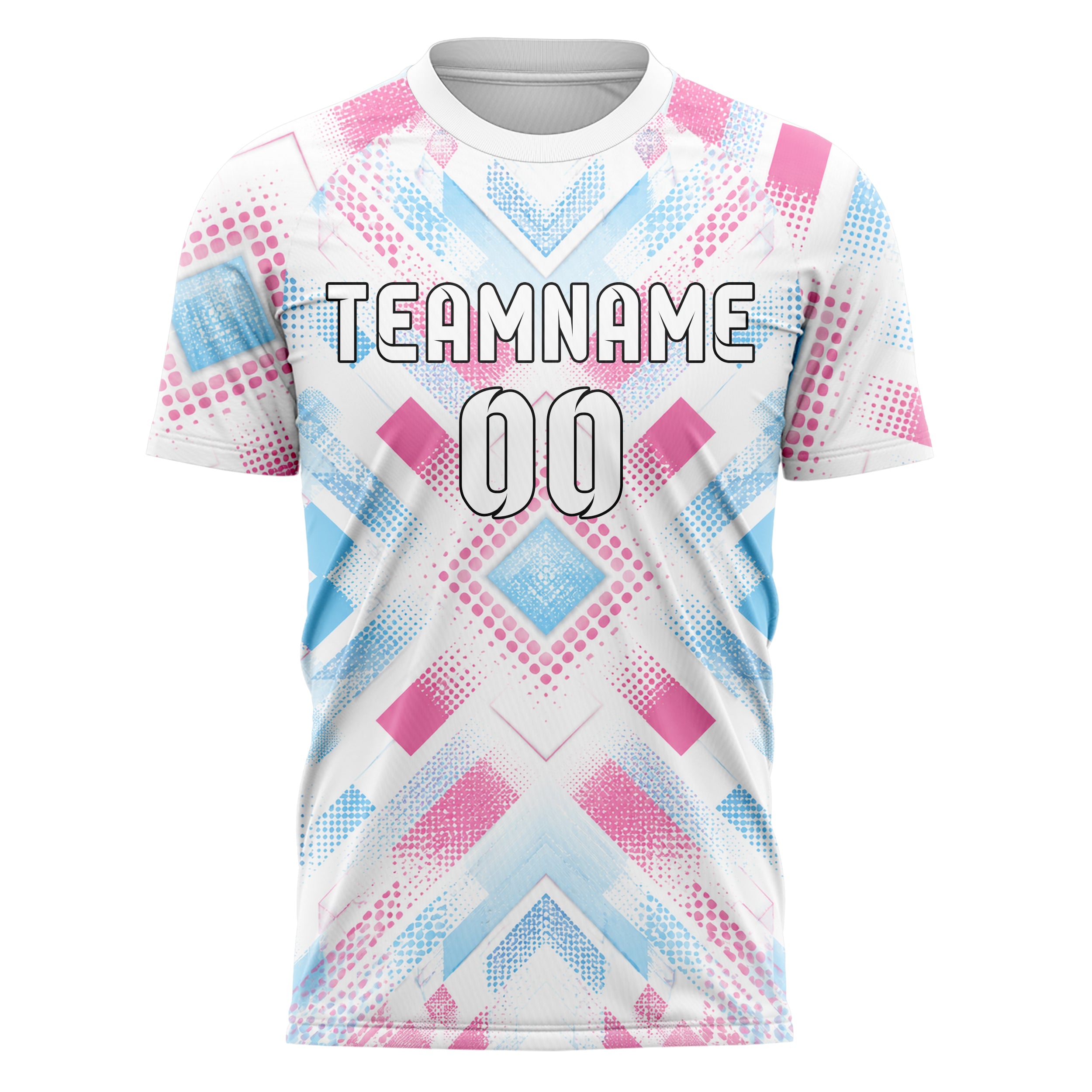 Weiss lebendiges Rauten Micro to Macro Gradient Design 01-0132 individuelles Fußballtrikot front