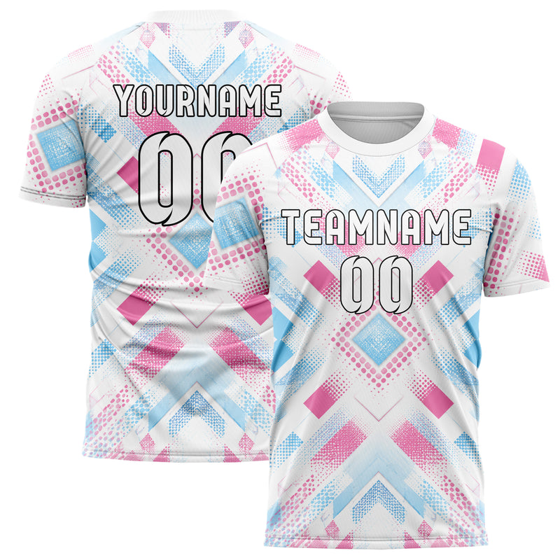 Weiss lebendiges Rauten Micro to Macro Gradient Design 01-0132 individuelles Fußballtrikot main