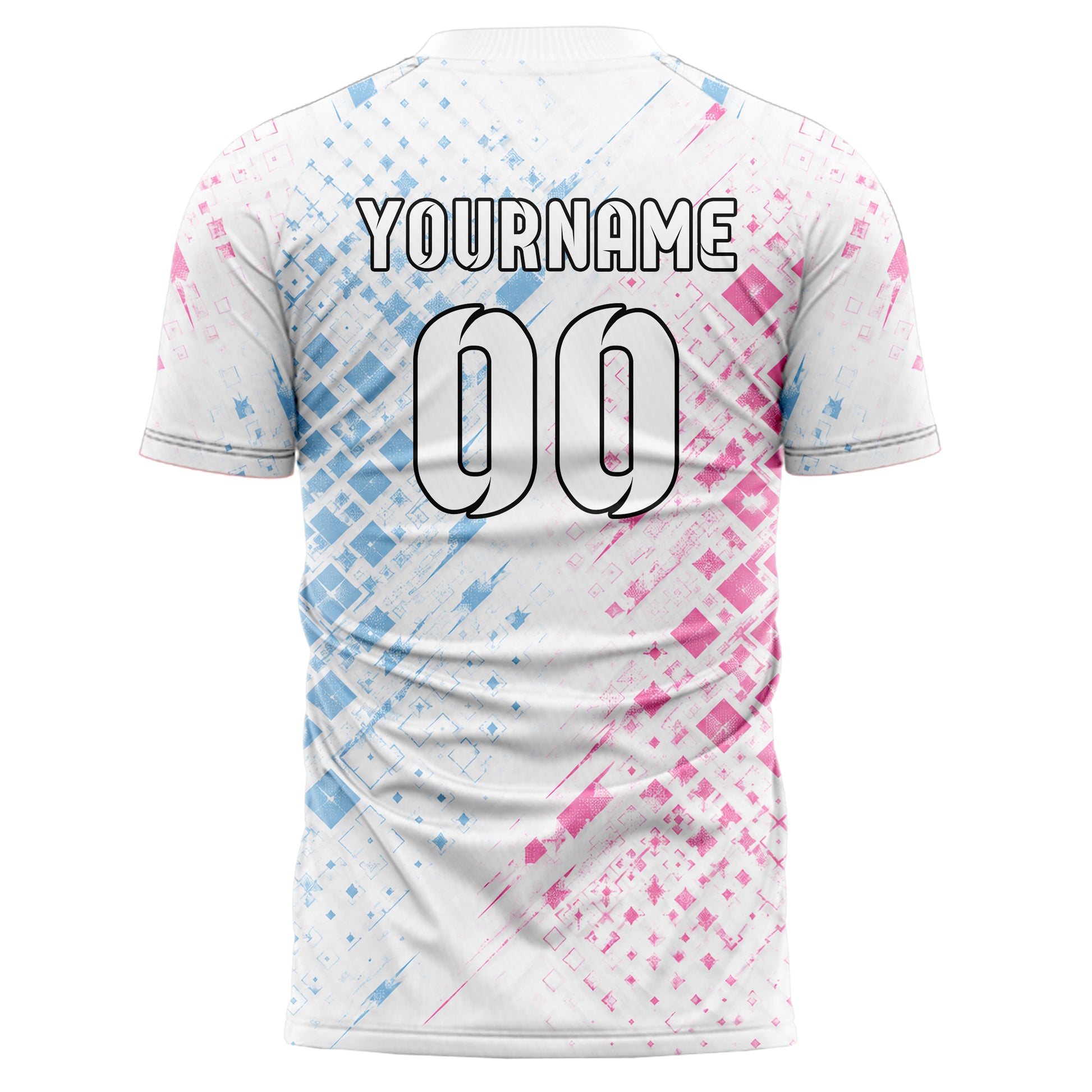 Weiss lebendiges Rauten Micro to Macro Gradient Design 01-0156 individuelles Fußballtrikot back