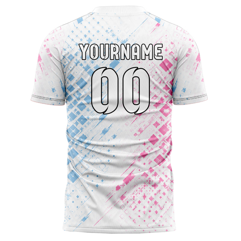 Weiss lebendiges Rauten Micro to Macro Gradient Design 01-0156 individuelles Fußballtrikot back
