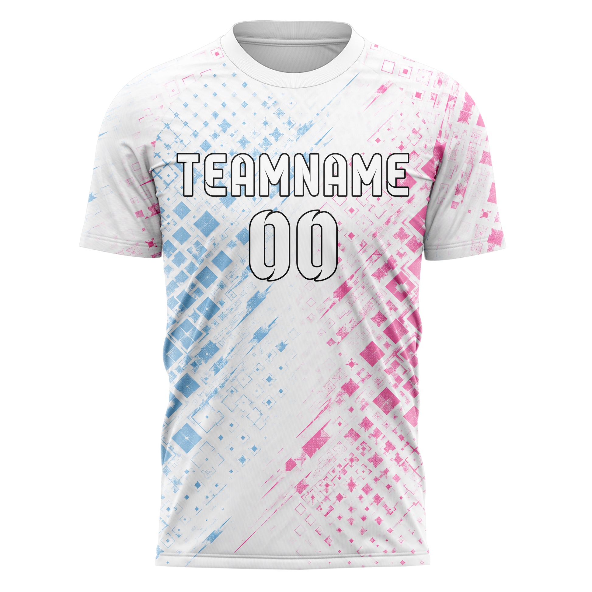Weiss lebendiges Rauten Micro to Macro Gradient Design 01-0156 individuelles Fußballtrikot front