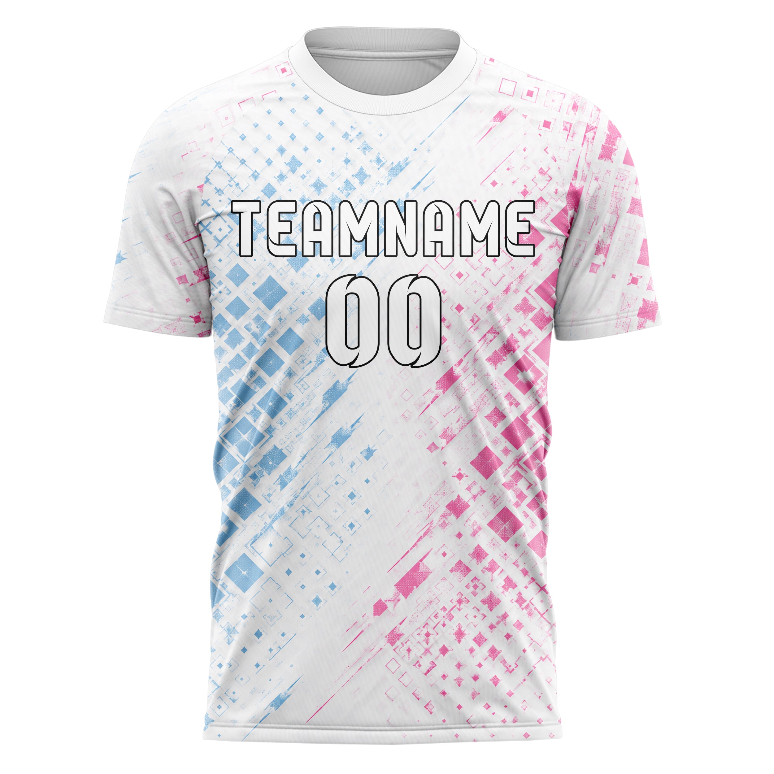 Weiss lebendiges Rauten Micro to Macro Gradient Design 01-0156 individuelles Fußballtrikot front