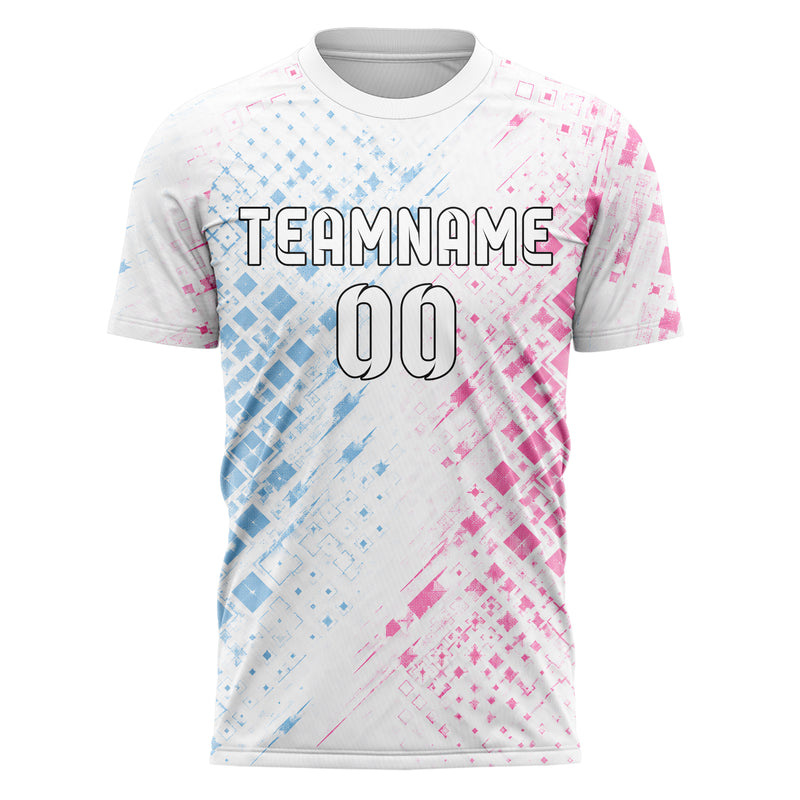 Weiss lebendiges Rauten Micro to Macro Gradient Design 01-0156 individuelles Fußballtrikot front