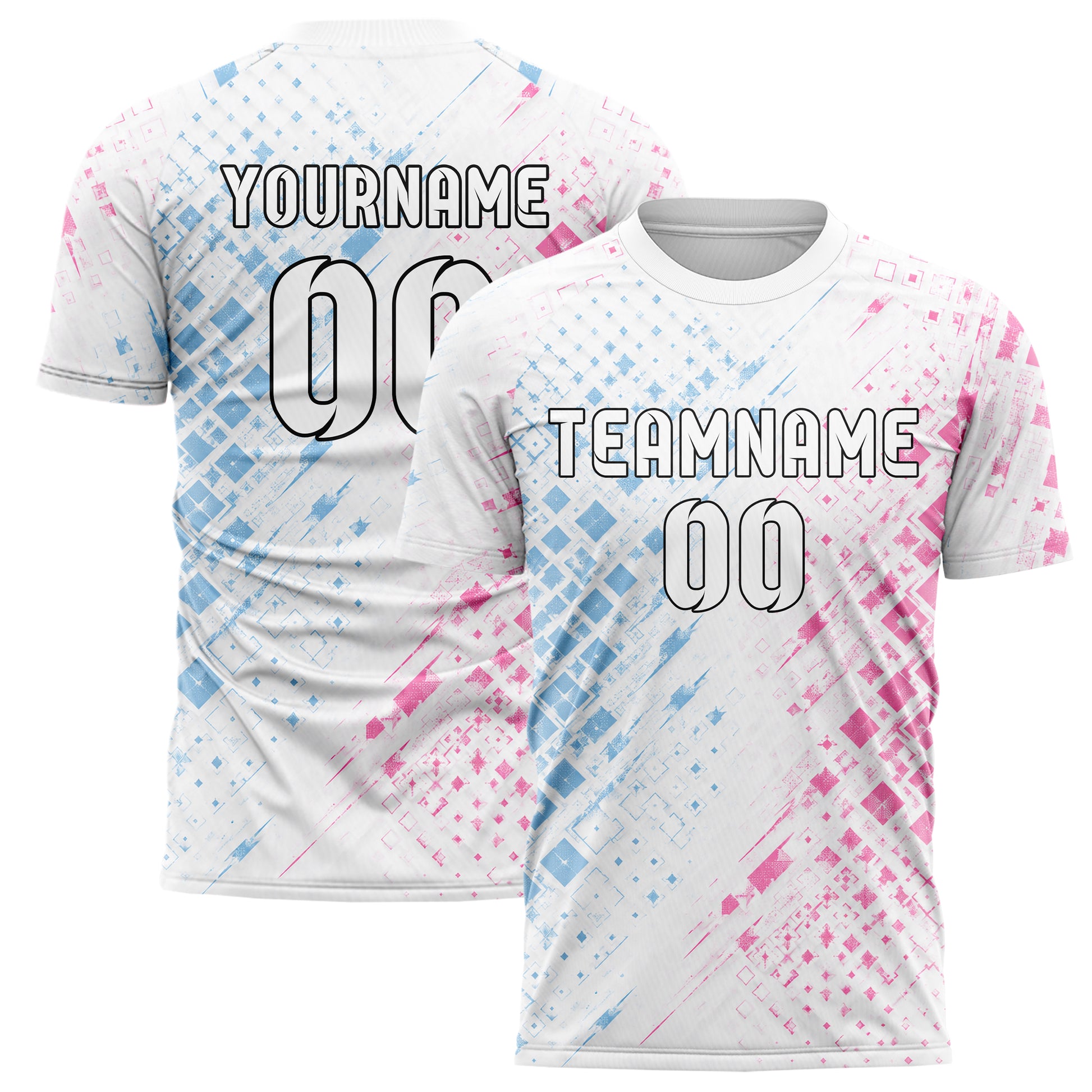 Weiss lebendiges Rauten Micro to Macro Gradient Design 01-0156 individuelles Fußballtrikot main