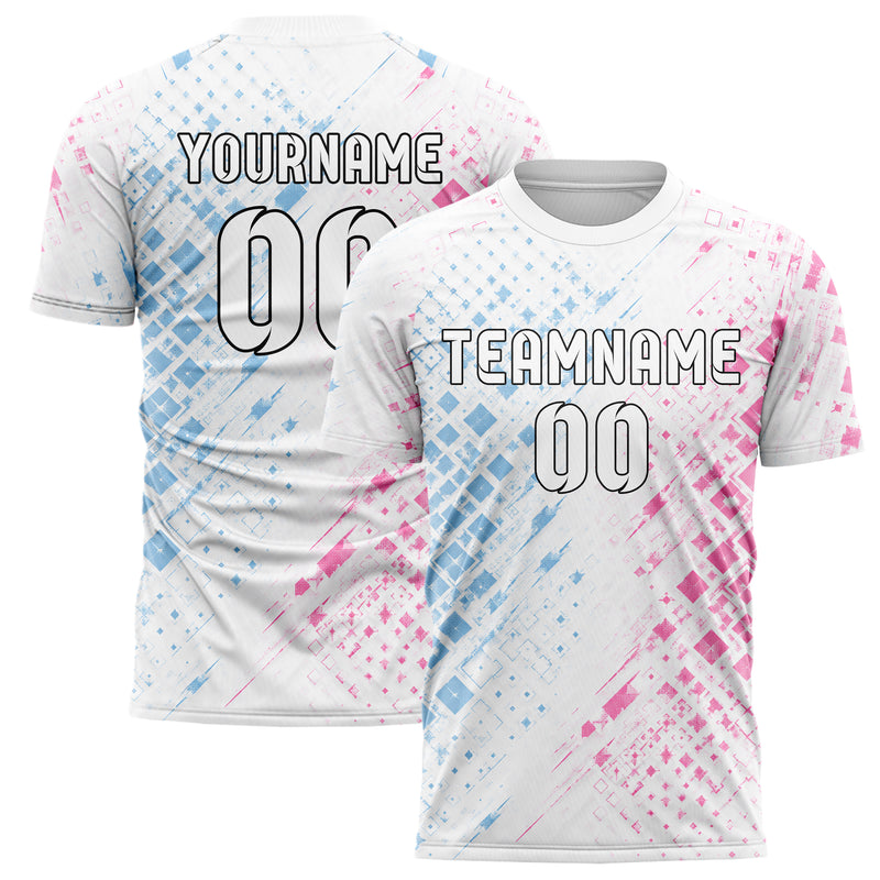 Weiss lebendiges Rauten Micro to Macro Gradient Design 01-0156 individuelles Fußballtrikot main