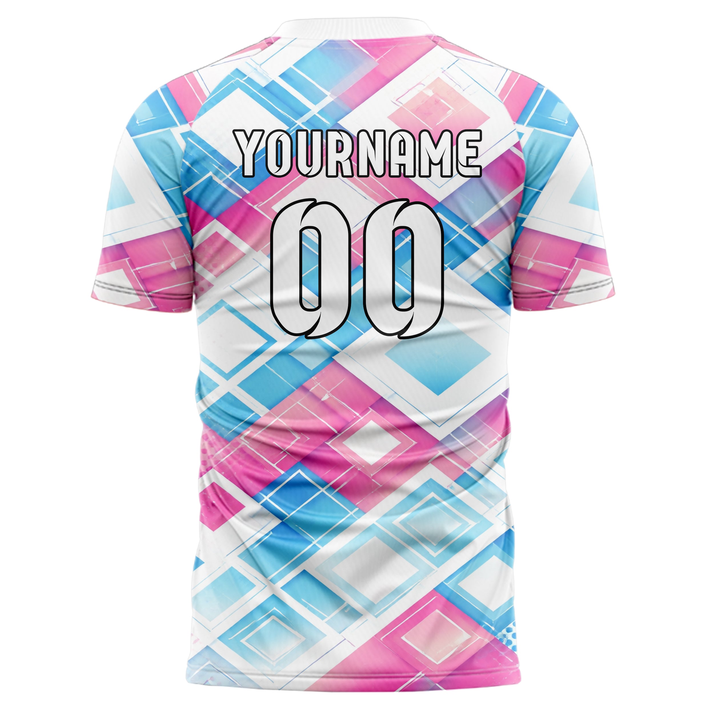 Weiss lebendiges Rauten Micro to Macro Gradient Design 01-0228 individuelles Fußballtrikot back